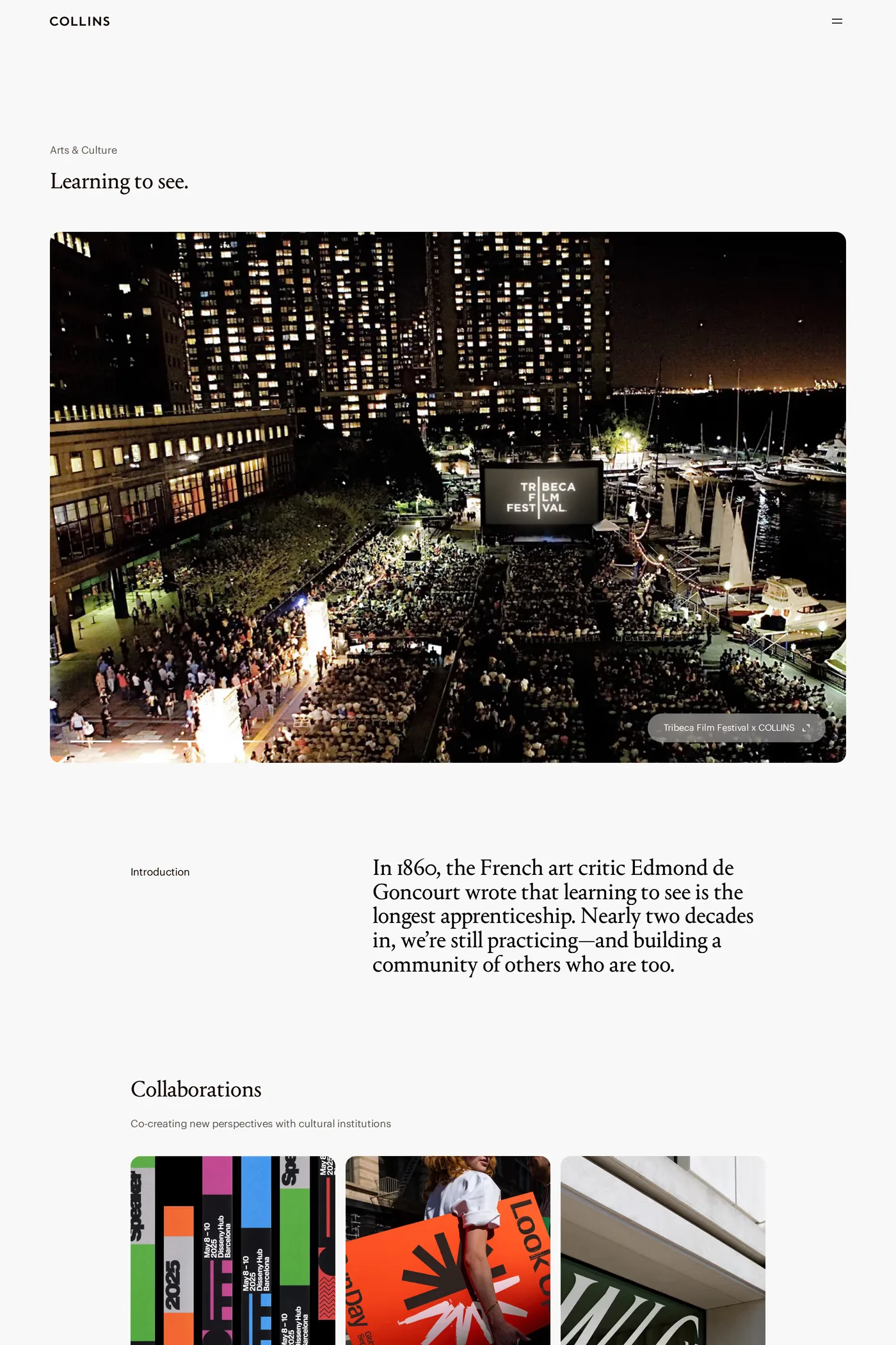 COLLINS — screenshot of the blog page