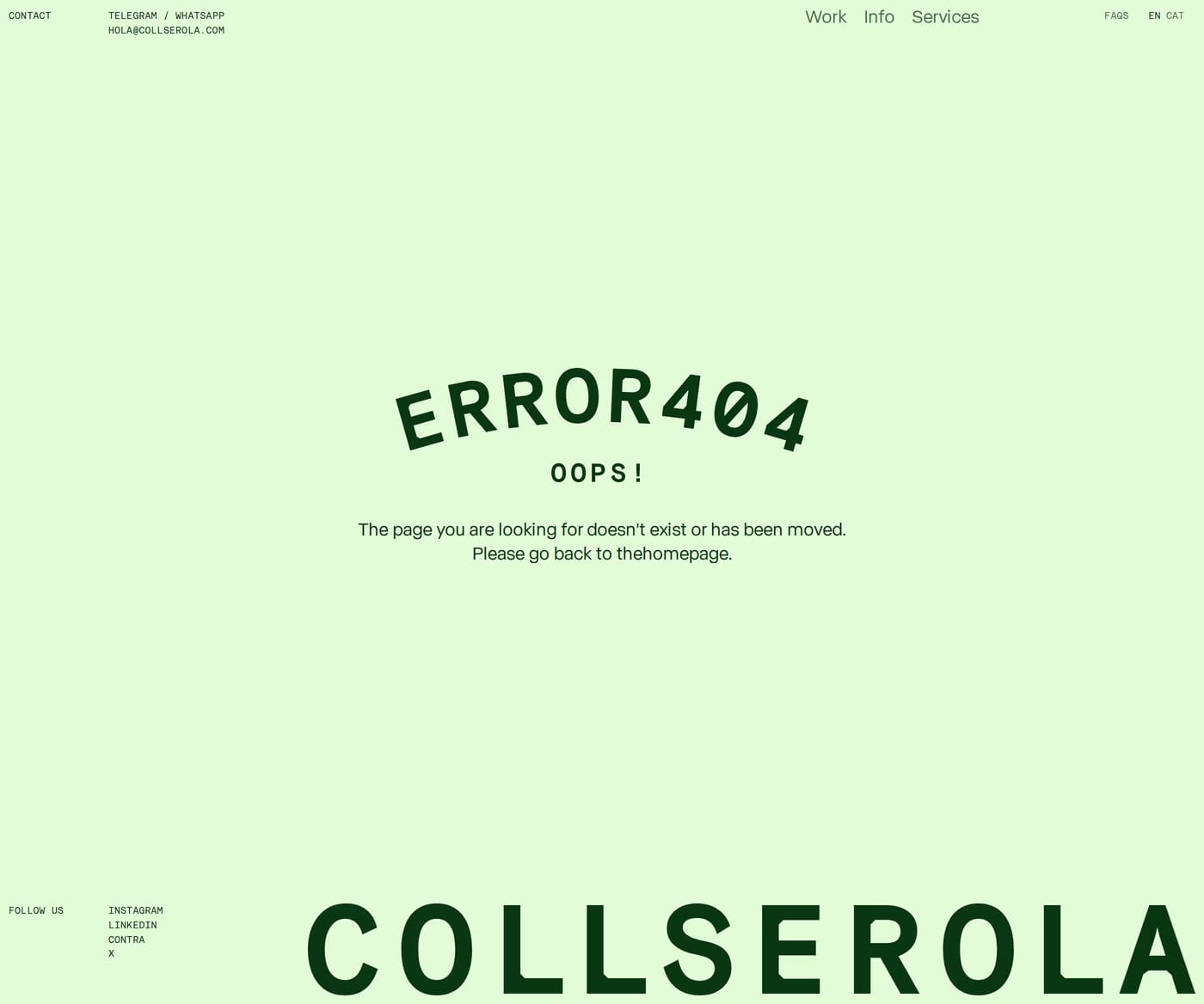 Collserola — screenshot of the 404 page