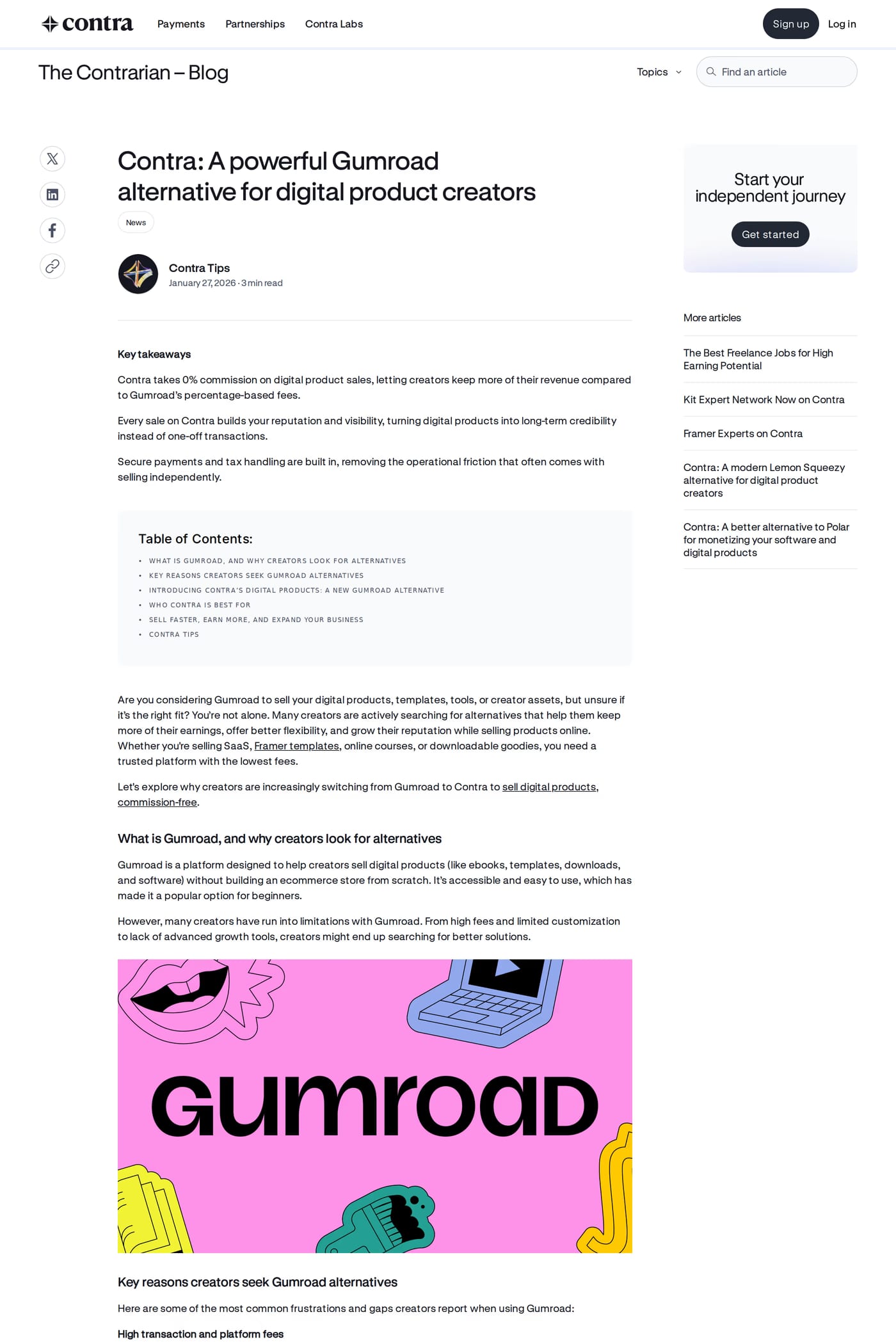 Contra blog page