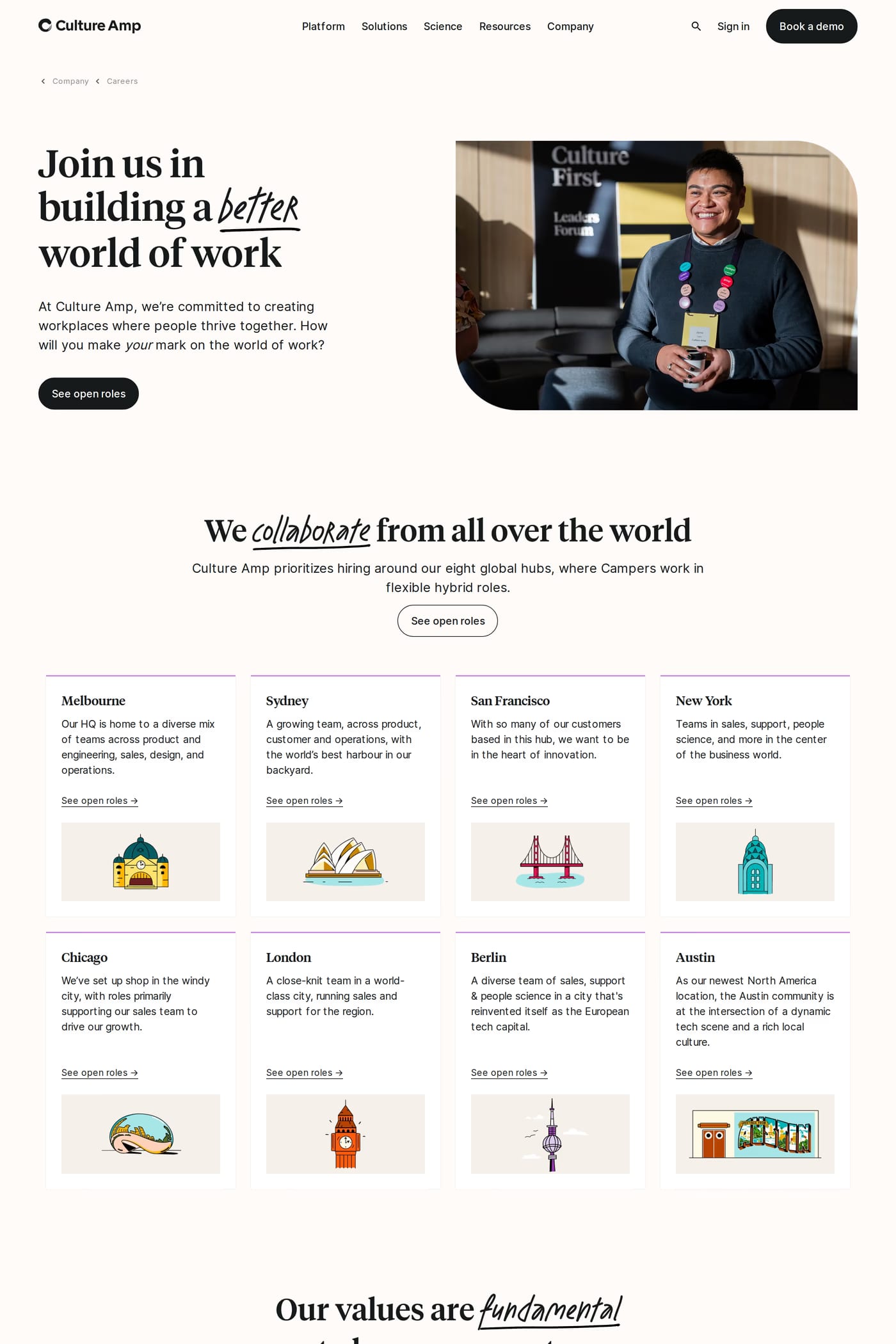 Culture Amp careers page
