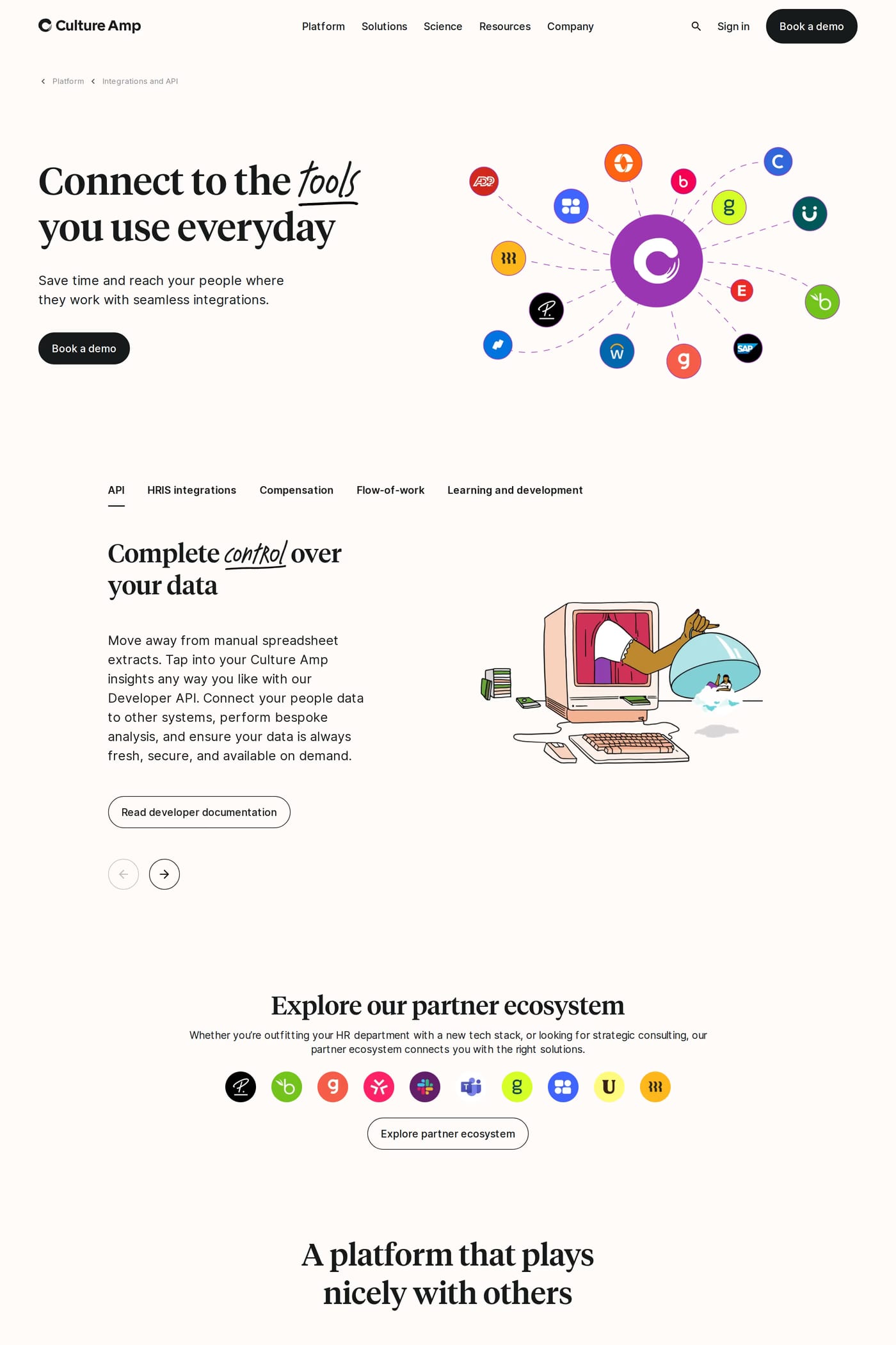Culture Amp integrations page