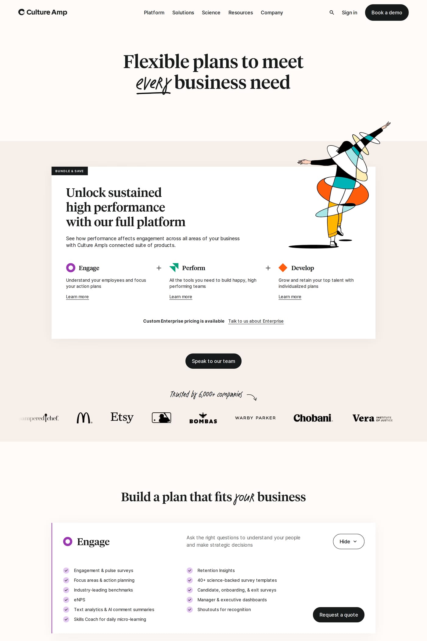 Culture Amp pricing page