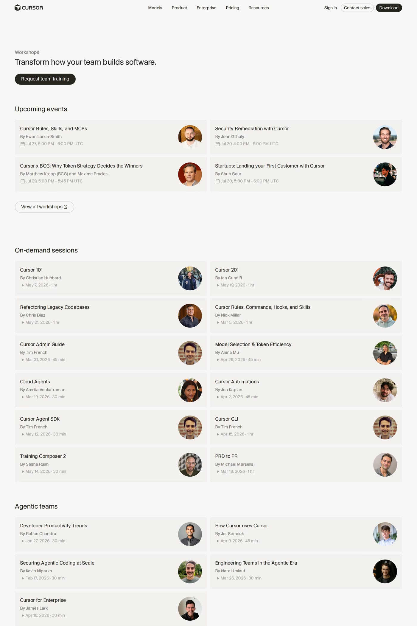 Cursor — screenshot of the work page