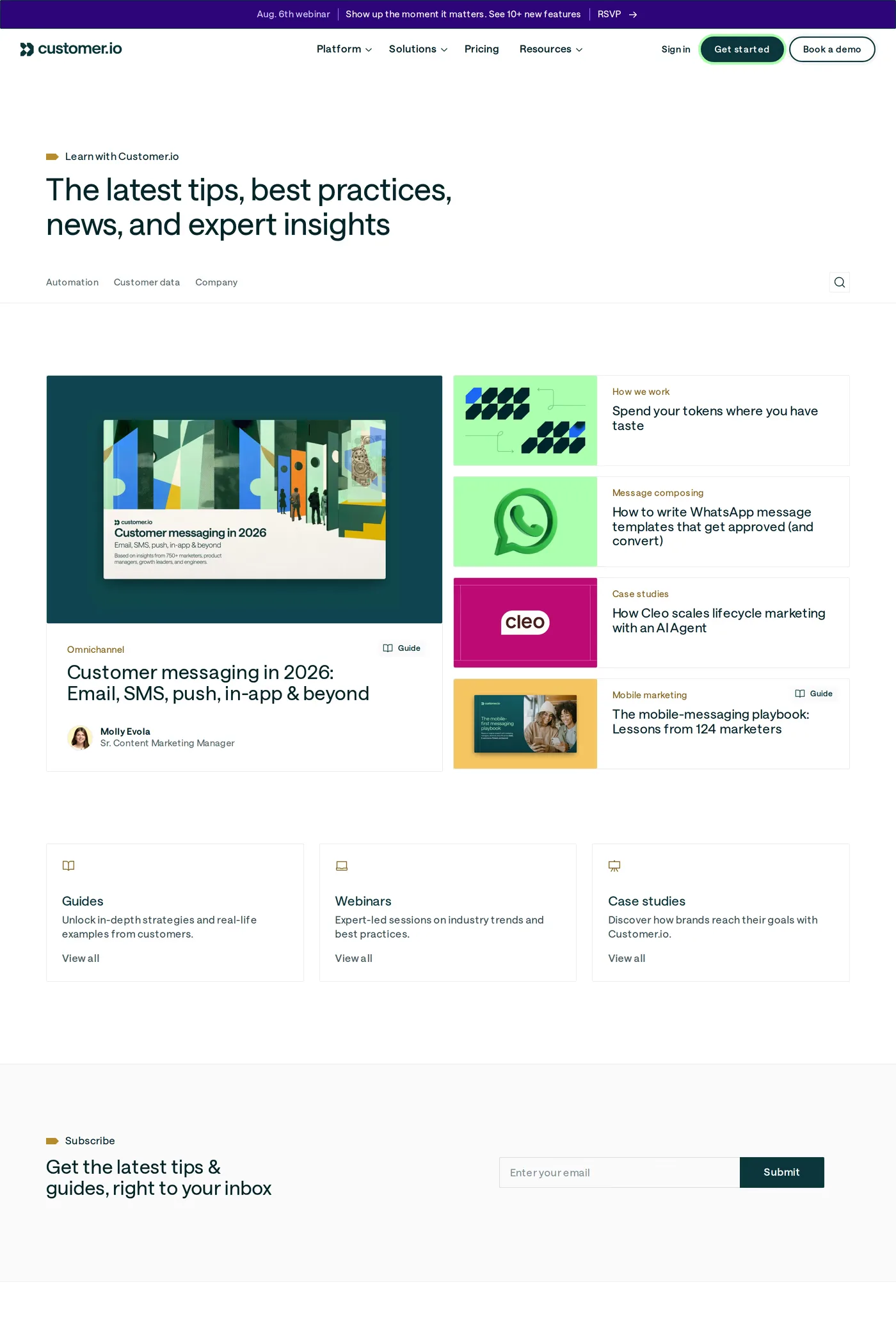 Customer.io — screenshot of the blog page