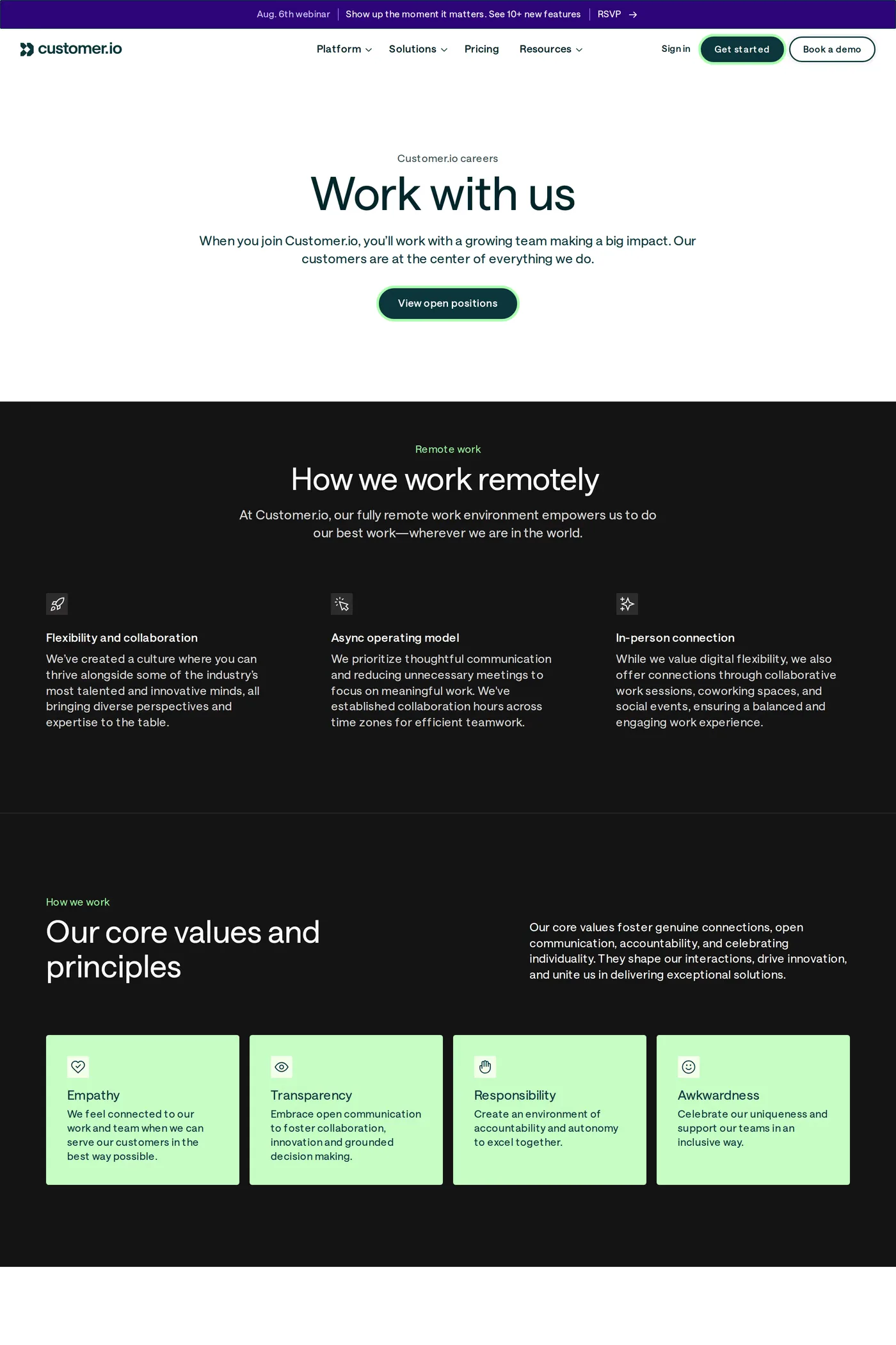 Customer.io — screenshot of the careers page