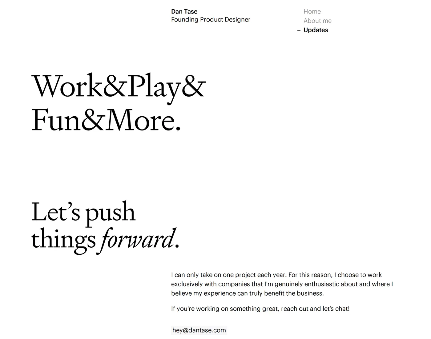 Dan Tase — screenshot of the changelog page