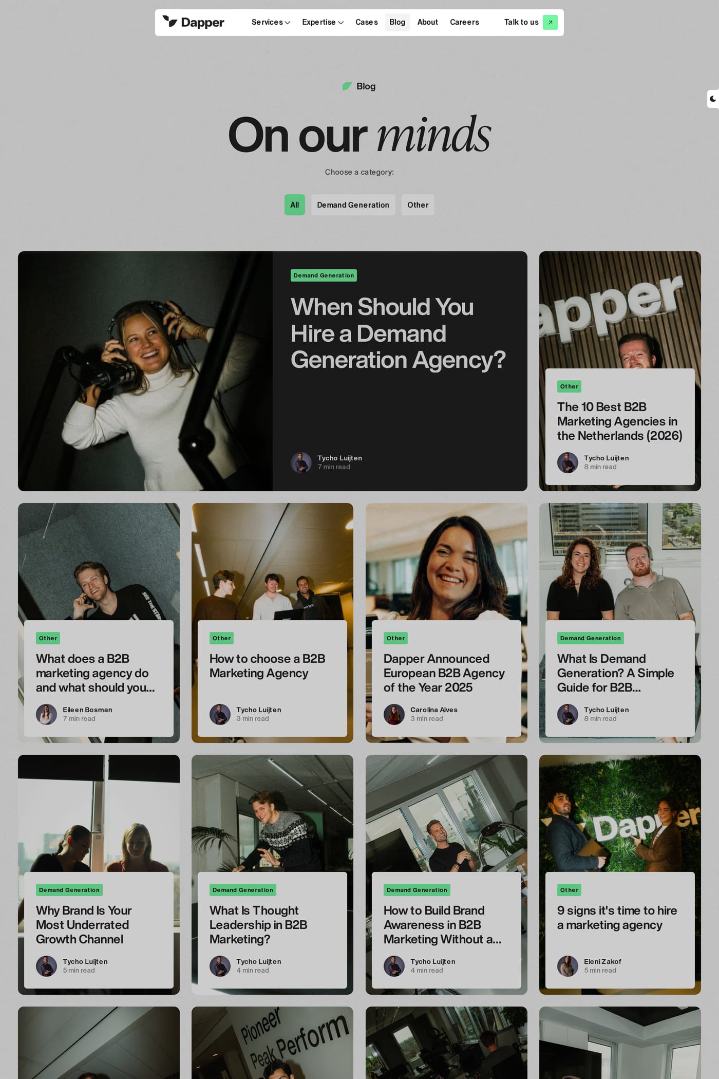 Dapper blog page
