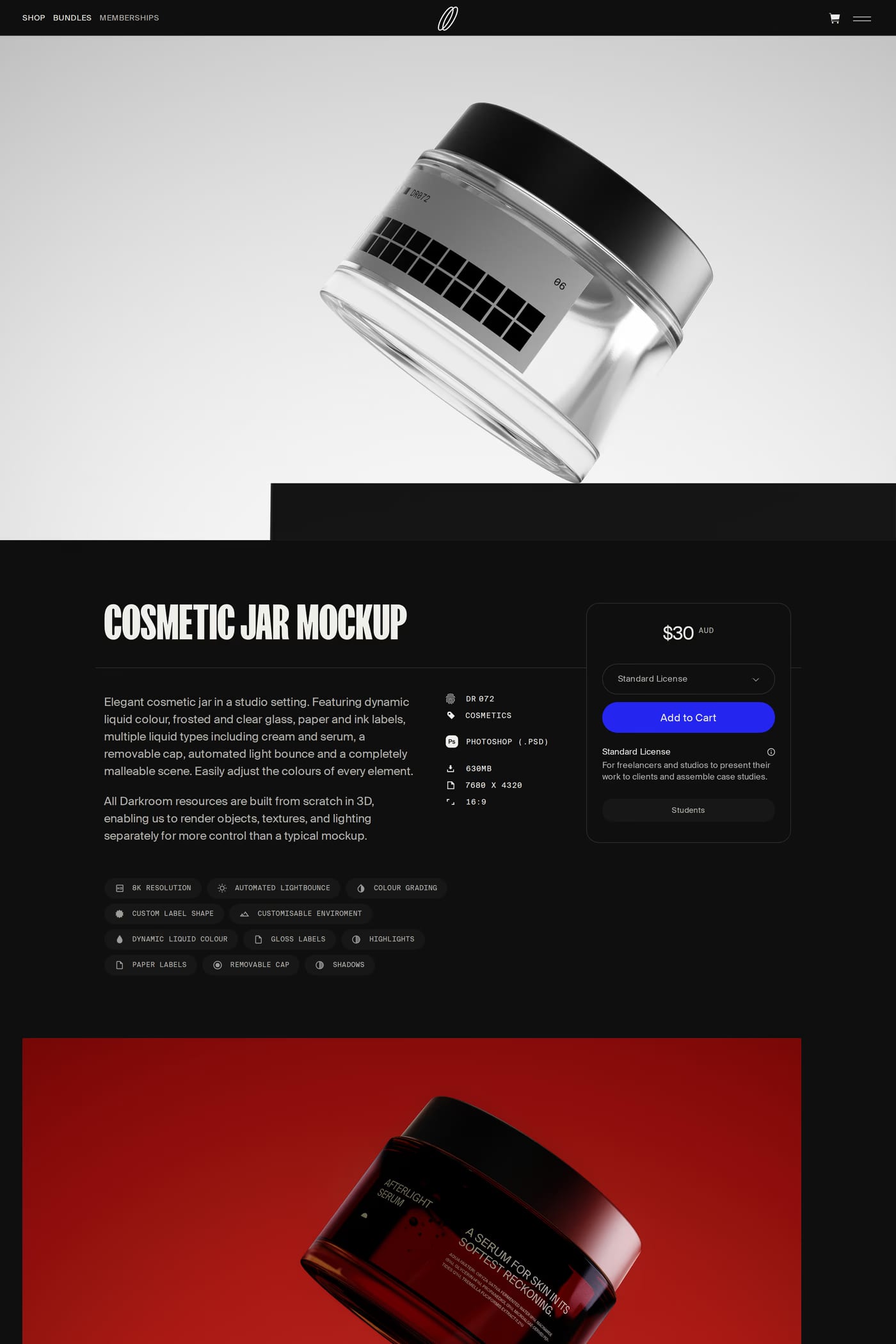Darkroom — screenshot of the features page