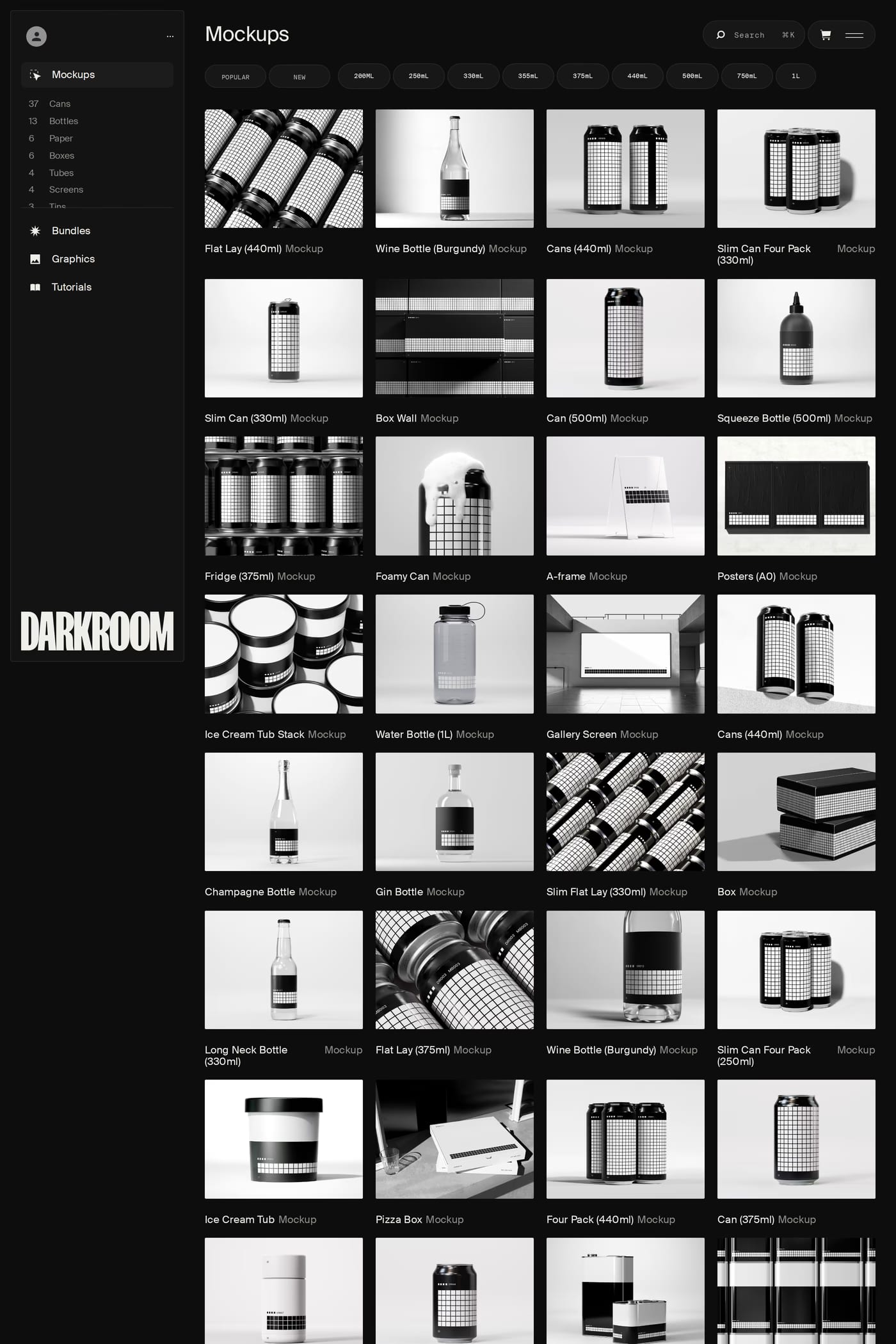 Darkroom product listing page