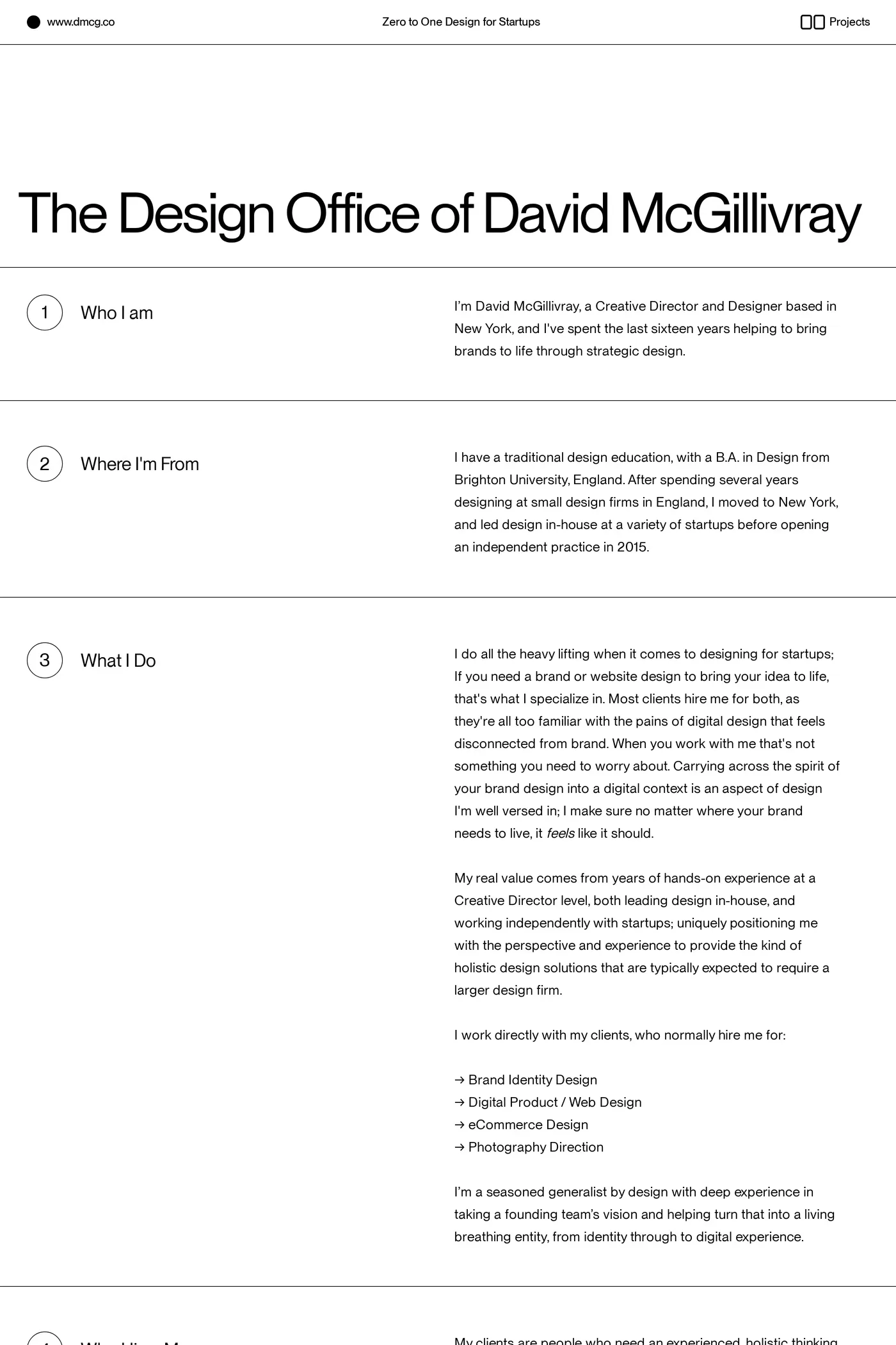 David McGillivray — screenshot of the work page