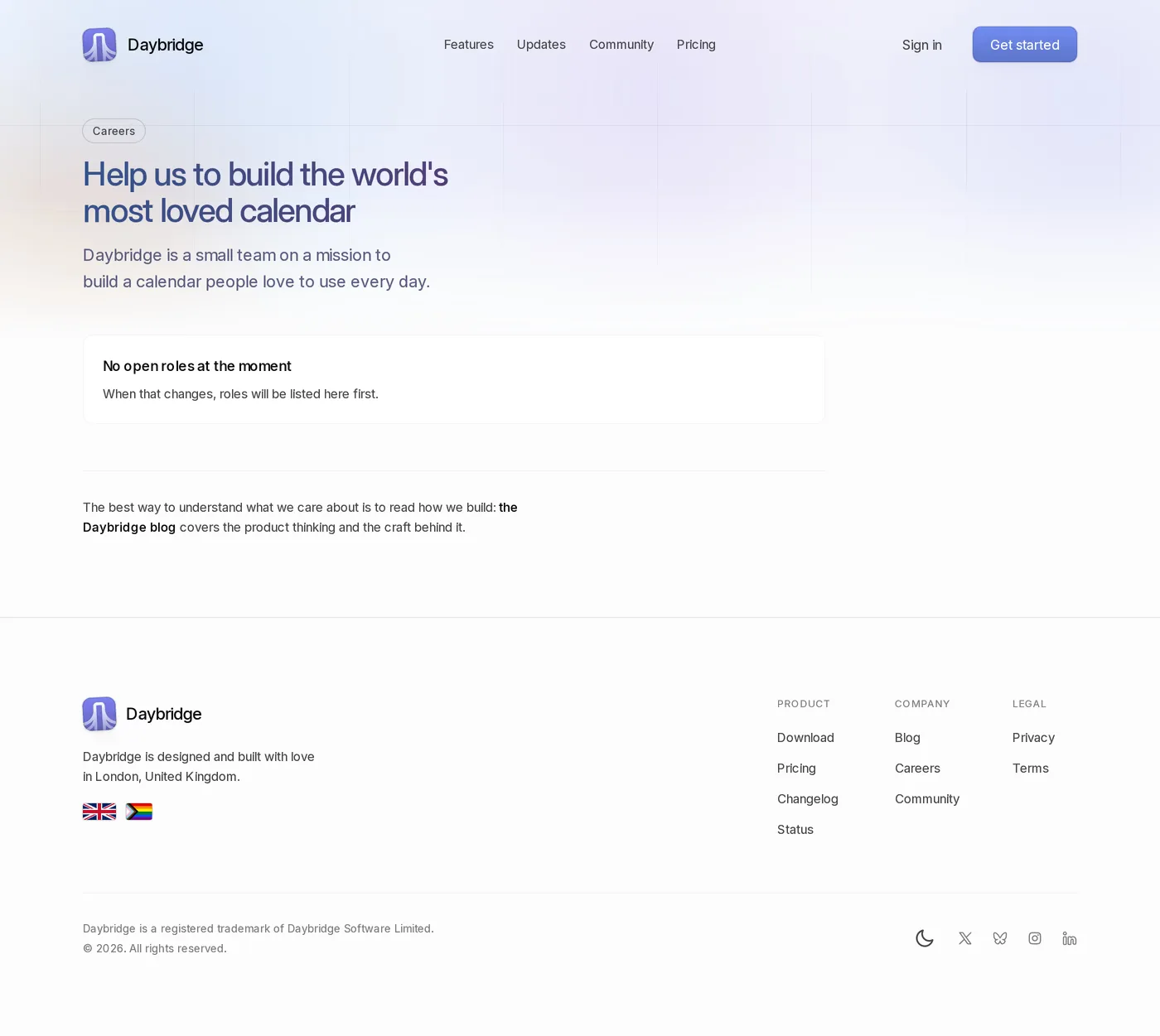Daybridge — screenshot of the careers page