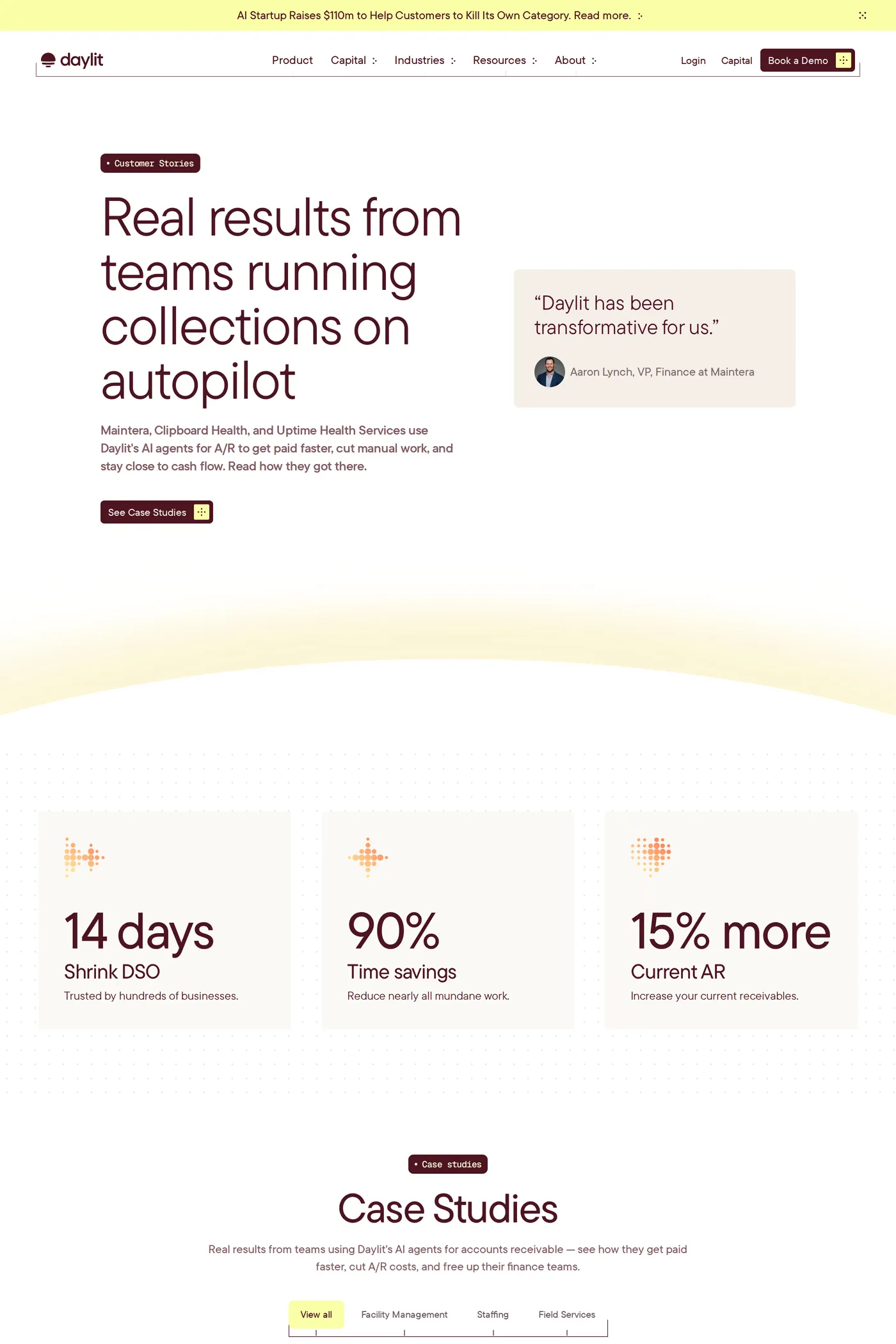 Daylit — screenshot of the work page
