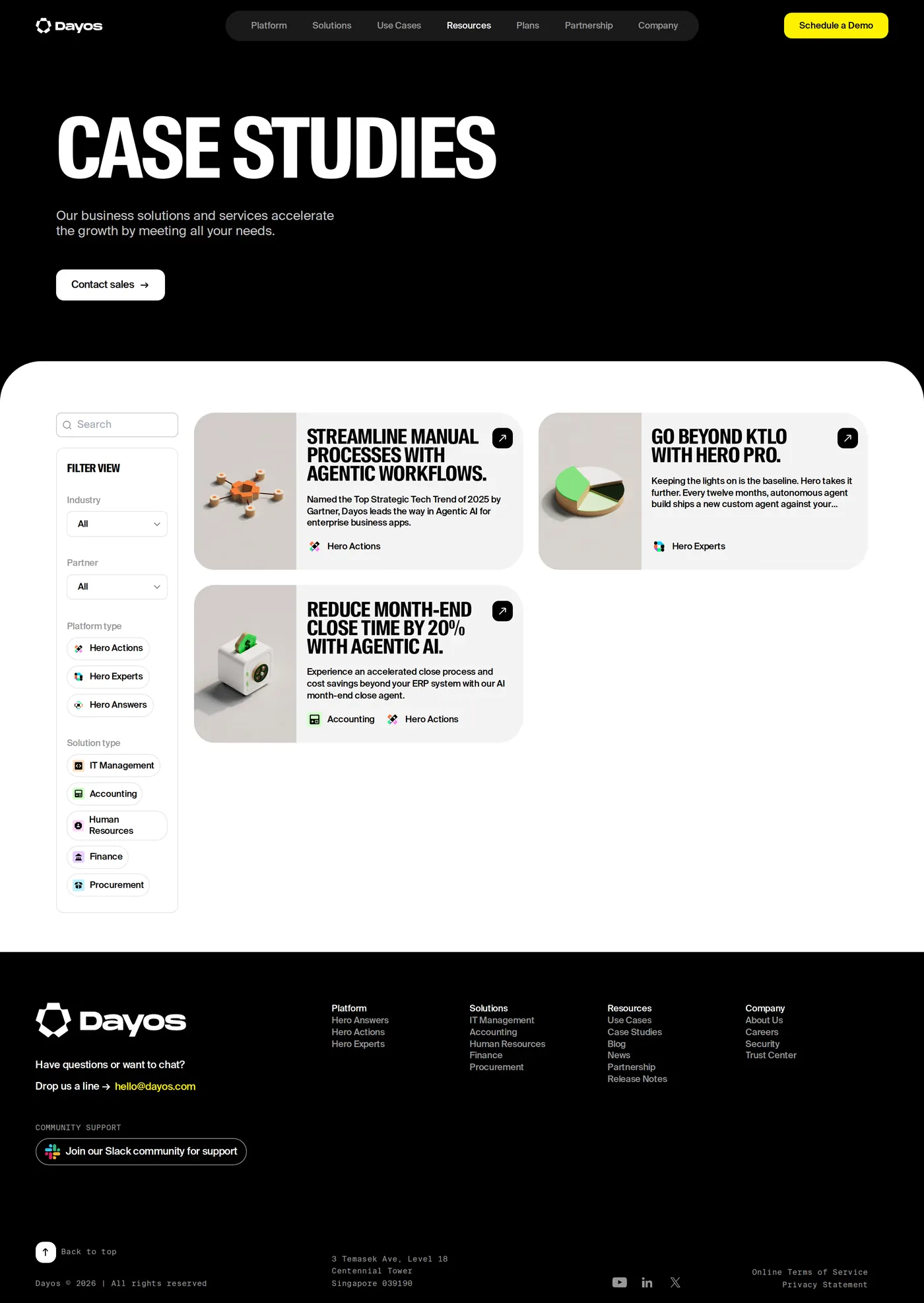 Dayos — screenshot of the work page