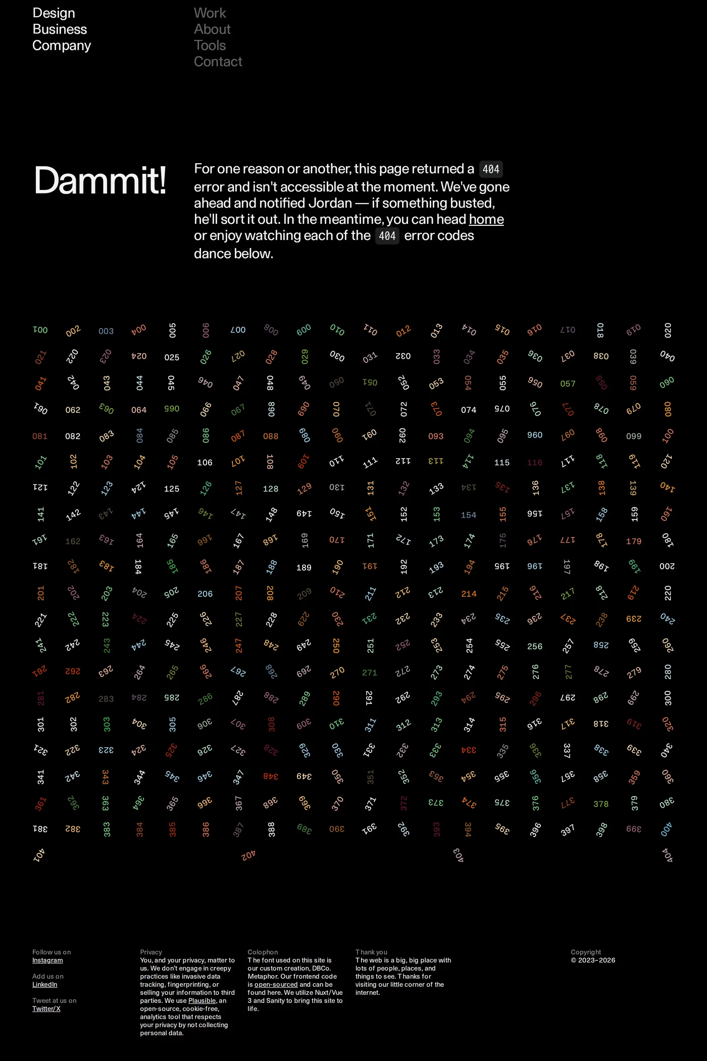 Design Business Company — screenshot of the 404 page