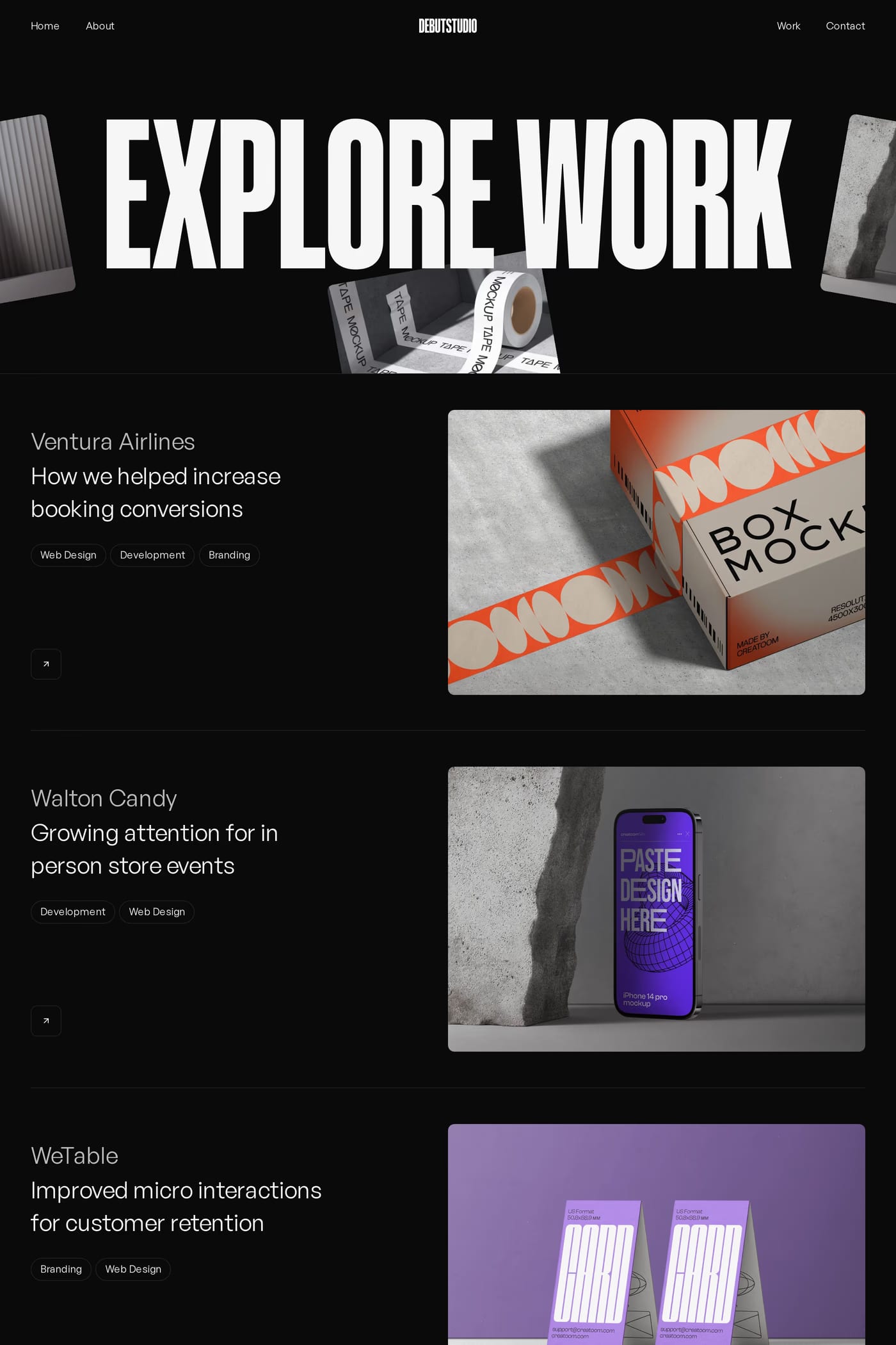 Debut Studio work page
