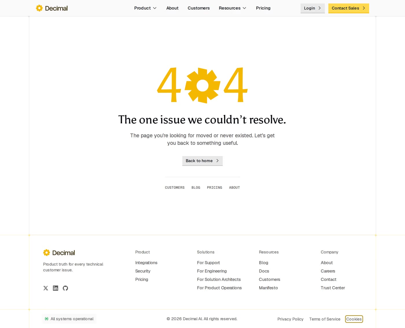 Decimal AI 404 page