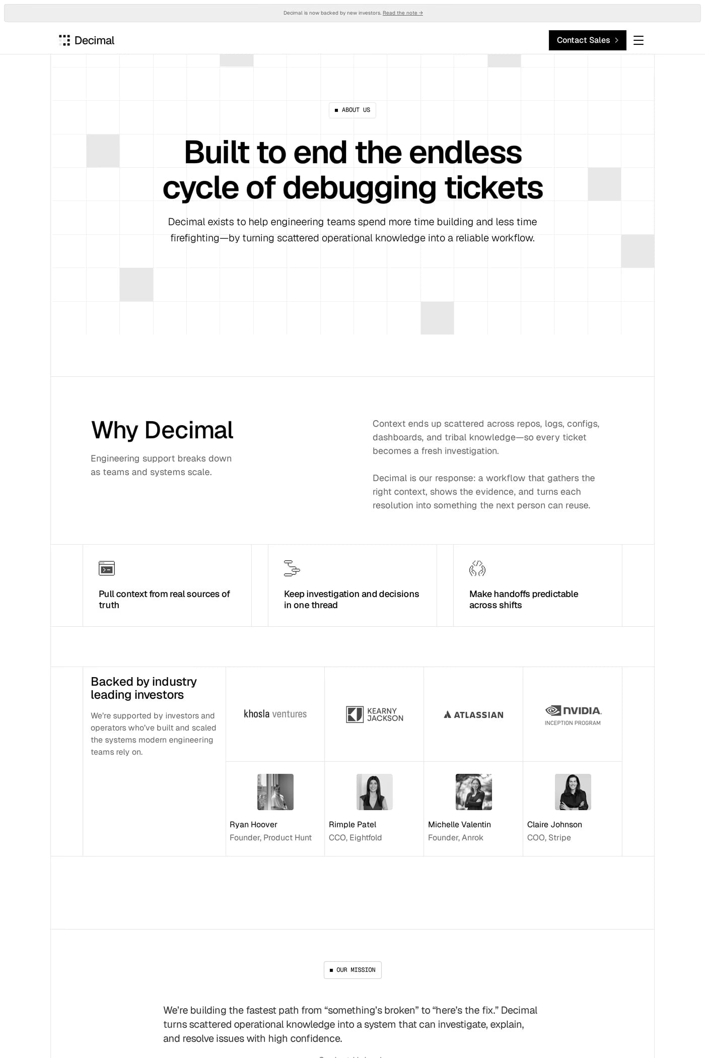 Decimal AI about page