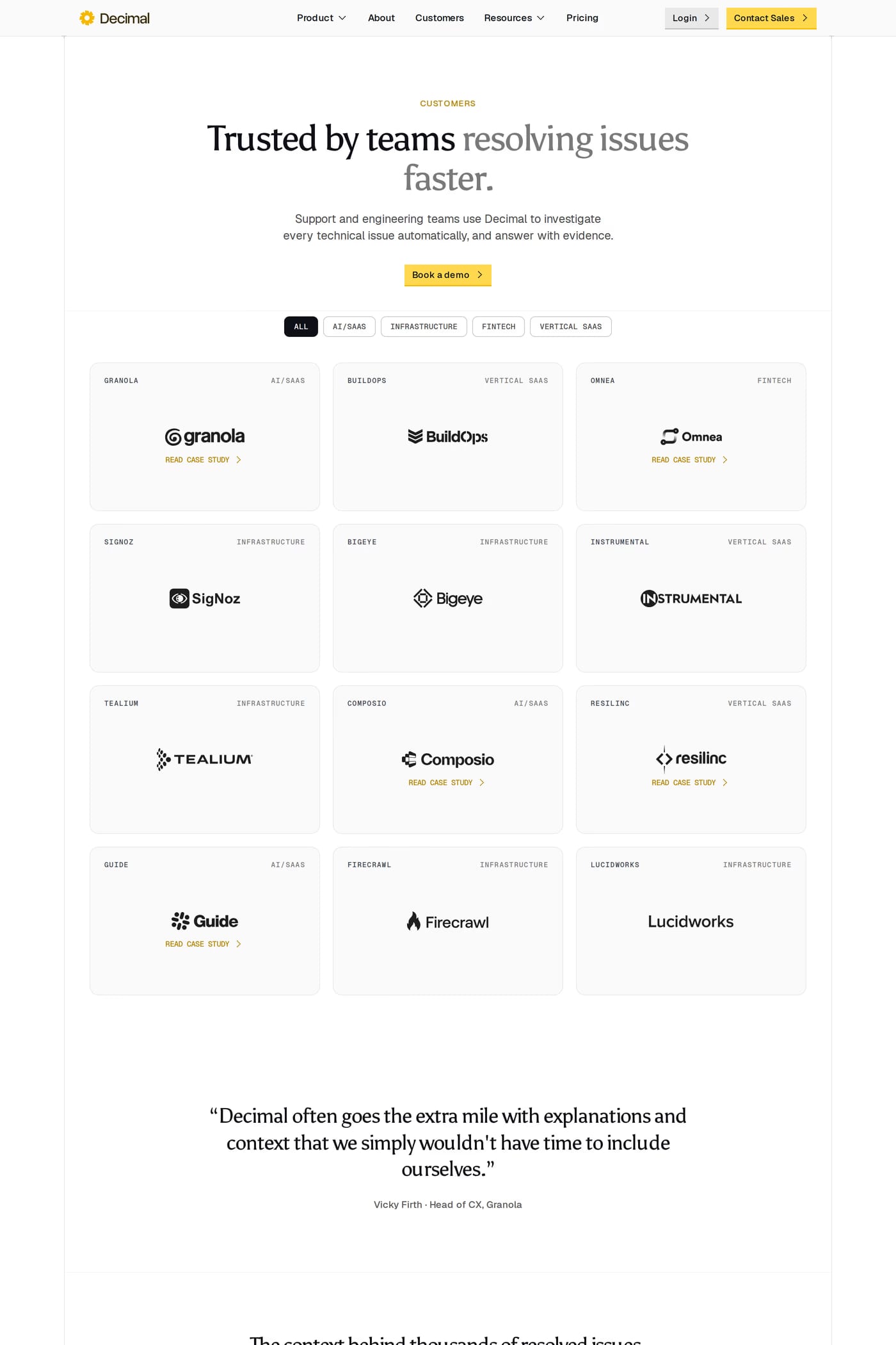 Decimal AI case studies page