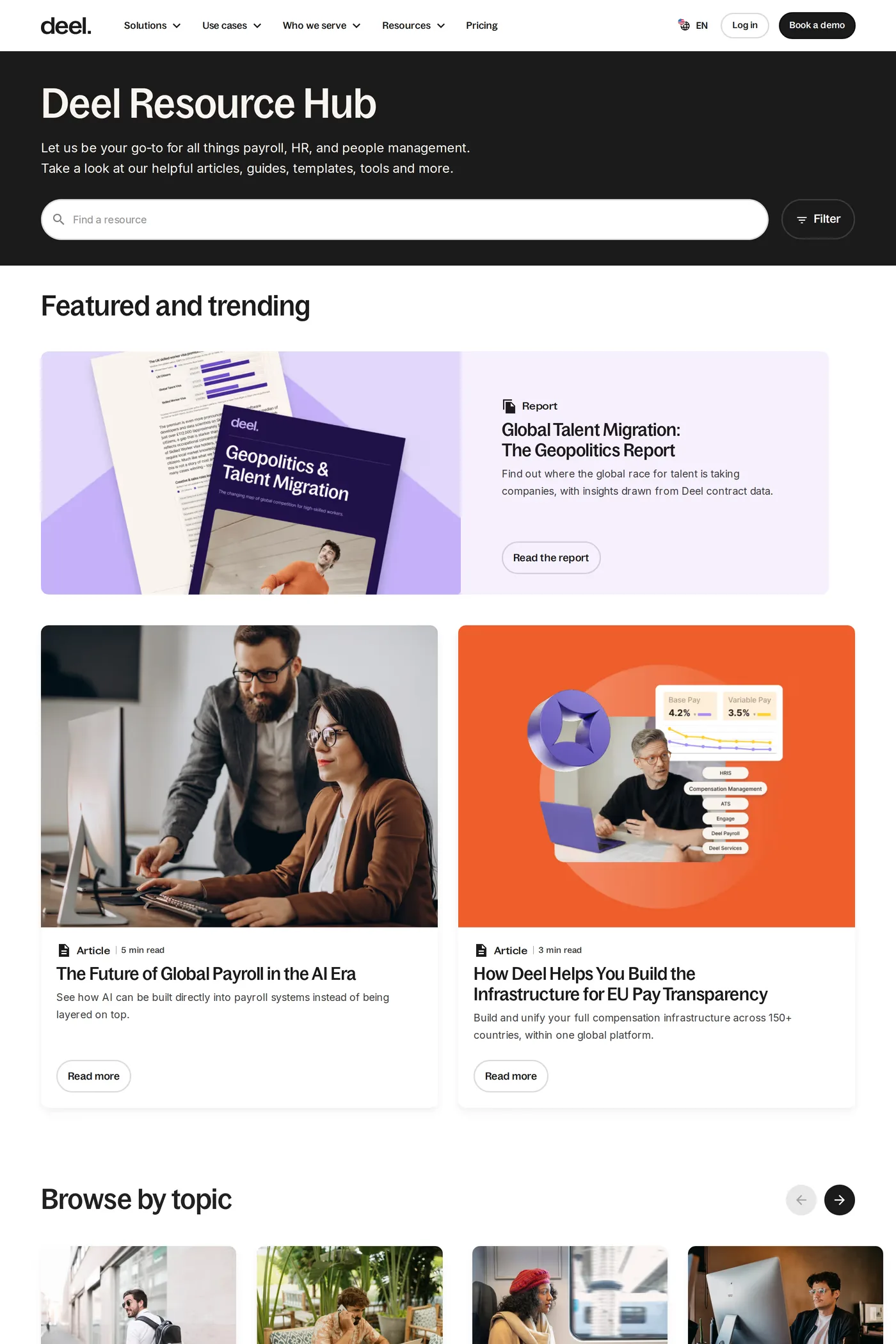 Deel — screenshot of the blog page