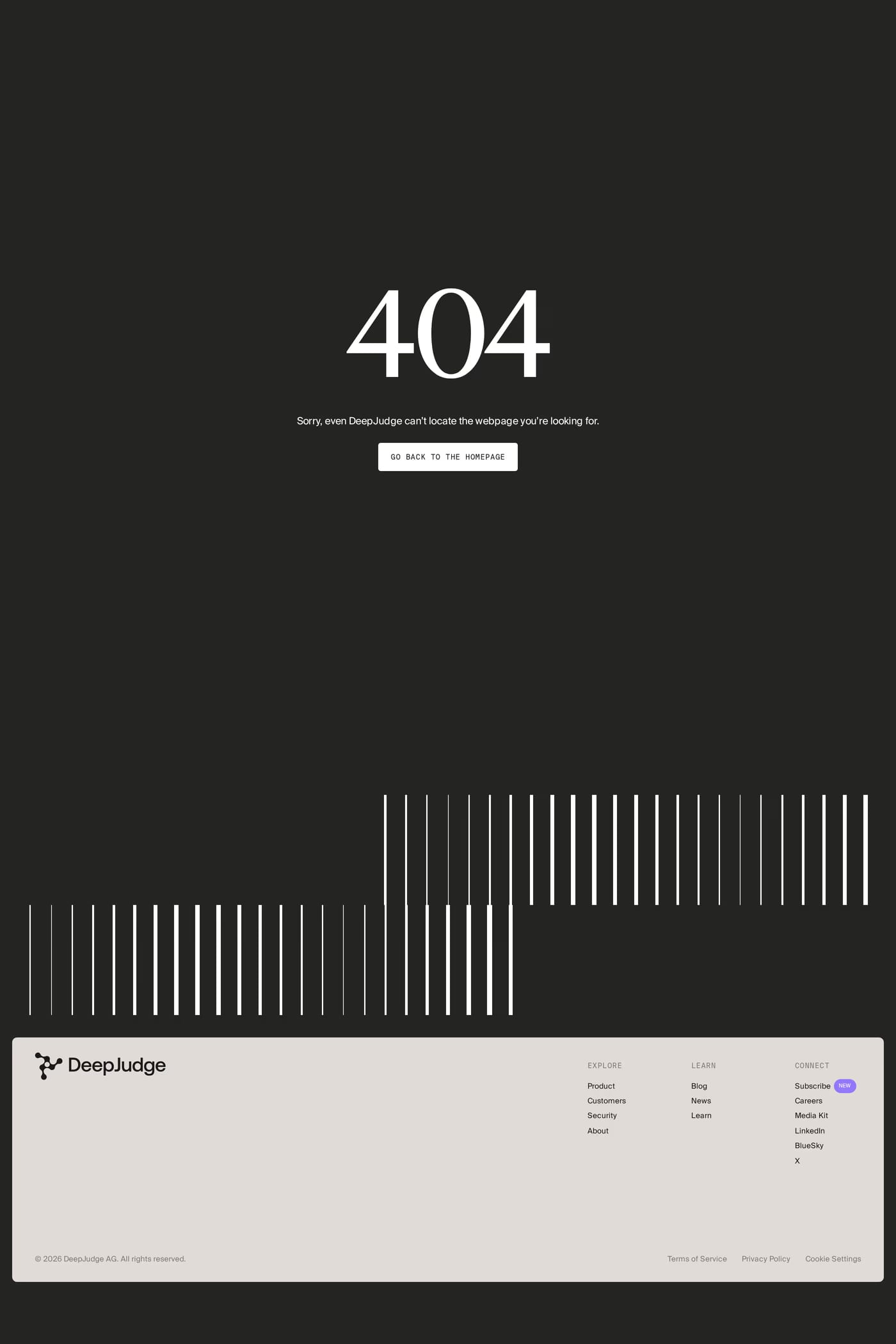 DeepJudge — screenshot of the 404 page