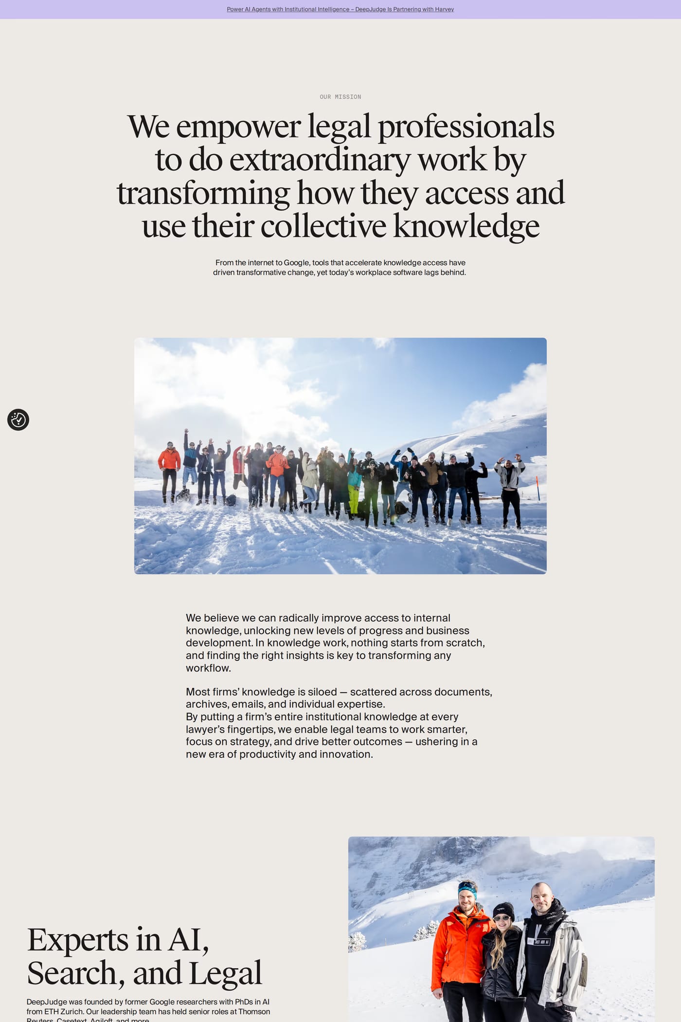 DeepJudge — screenshot of the about page