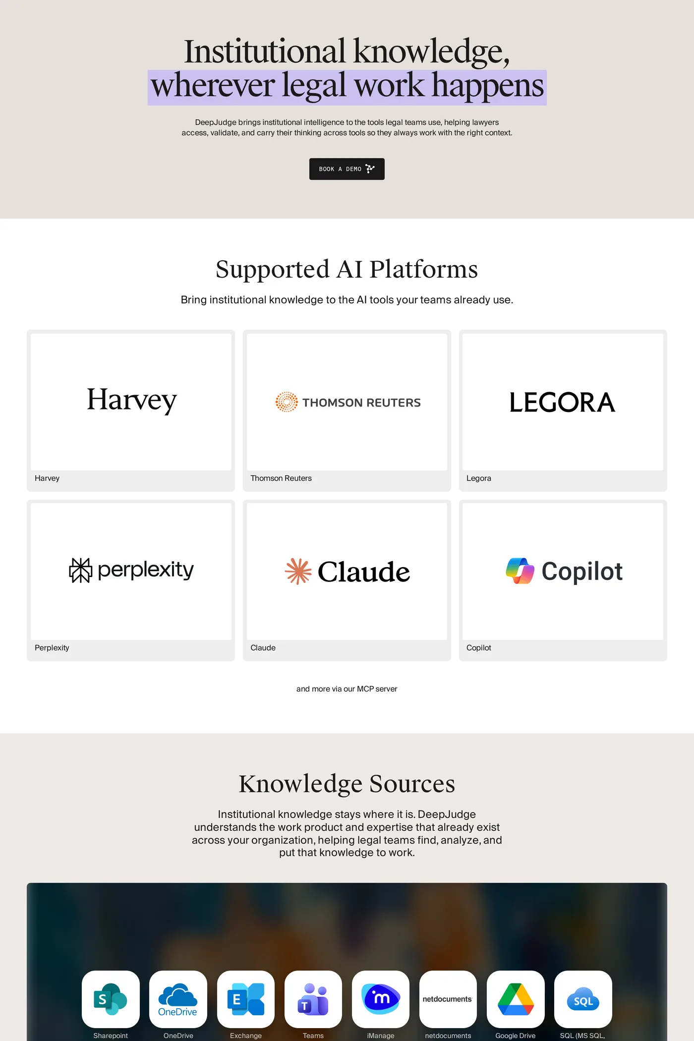DeepJudge — screenshot of the integrations page