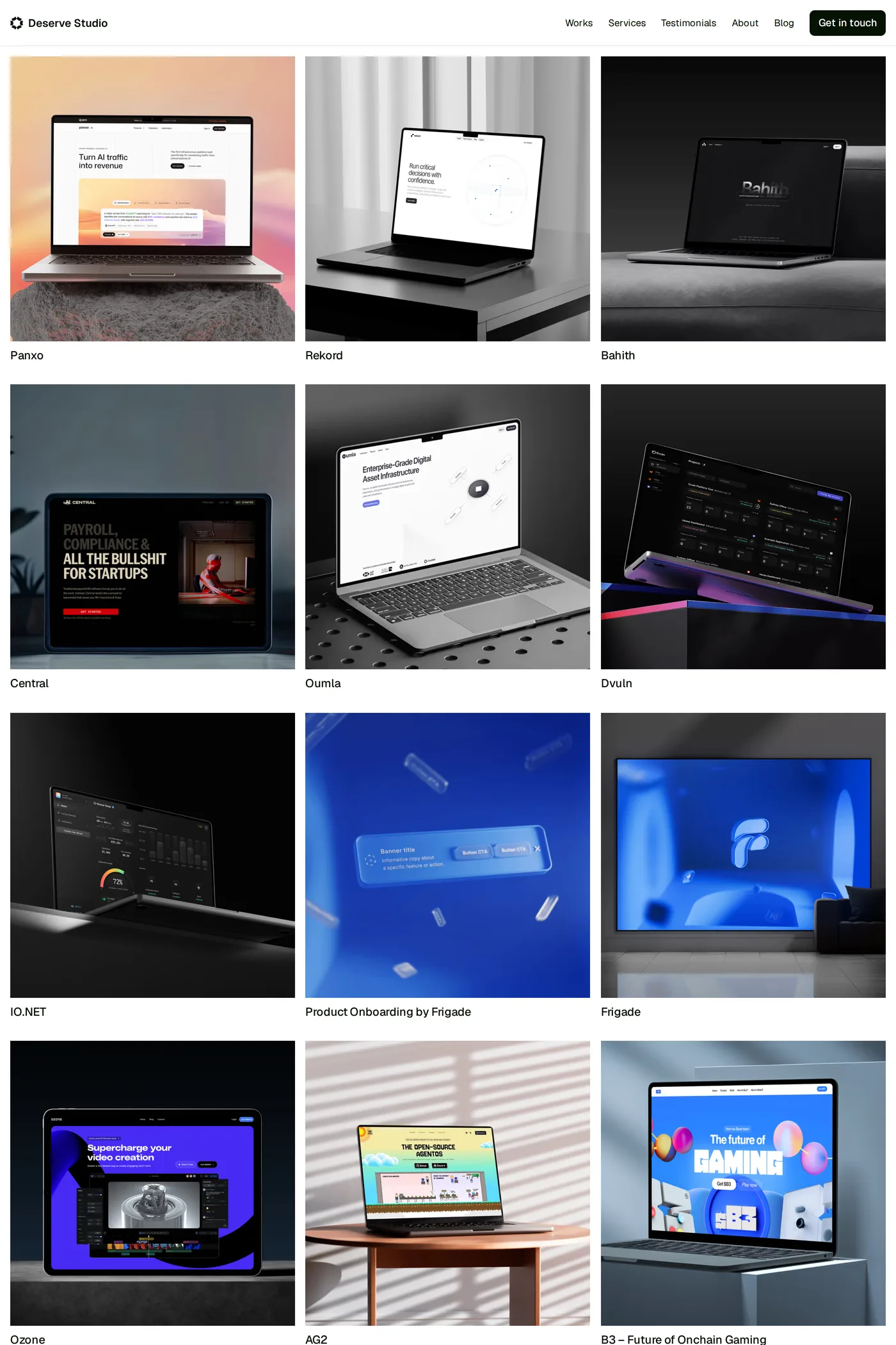 Deserve Studio — screenshot of the work page