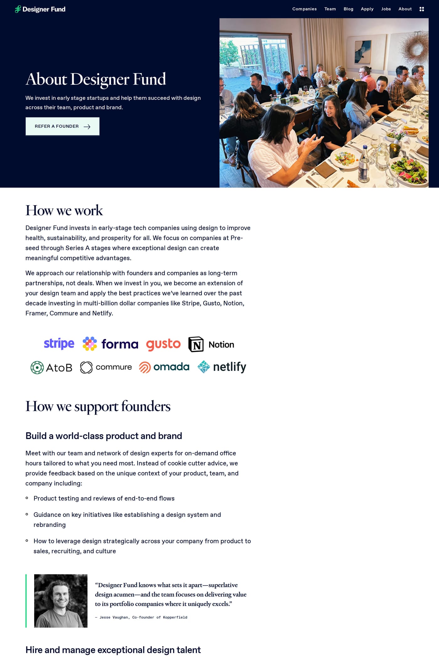 Designer Fund — screenshot of the about page