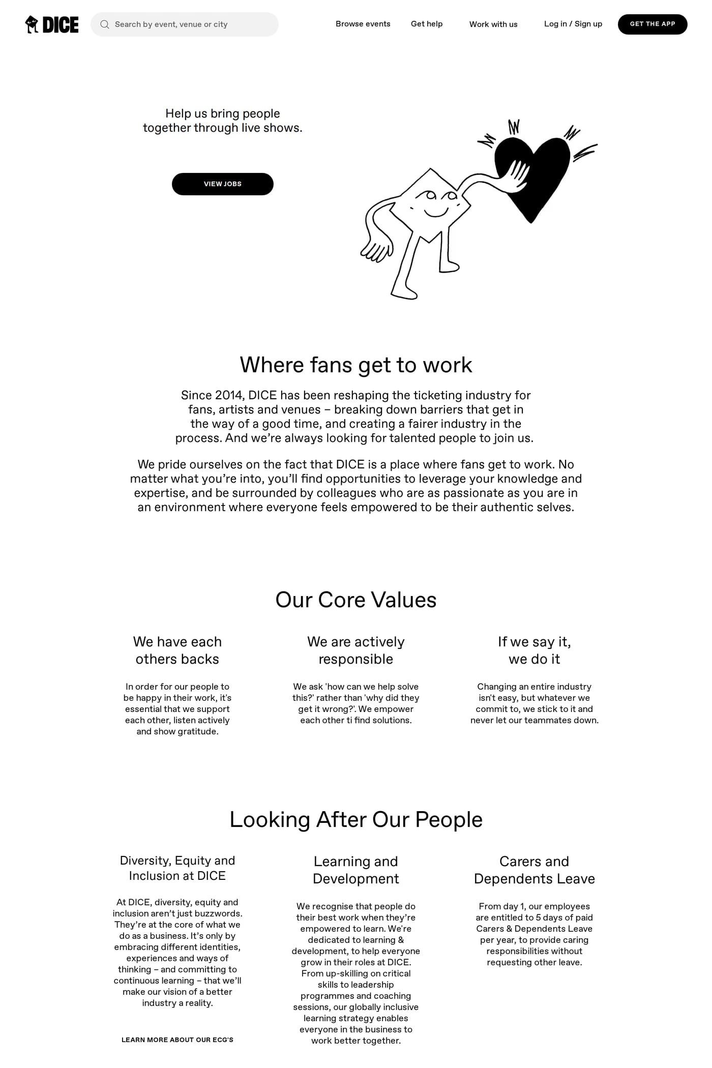 DICE careers page