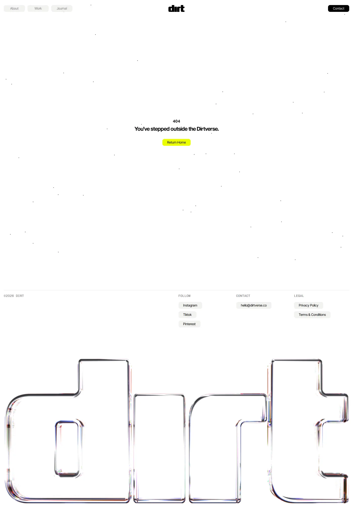 Dirt — screenshot of the 404 page