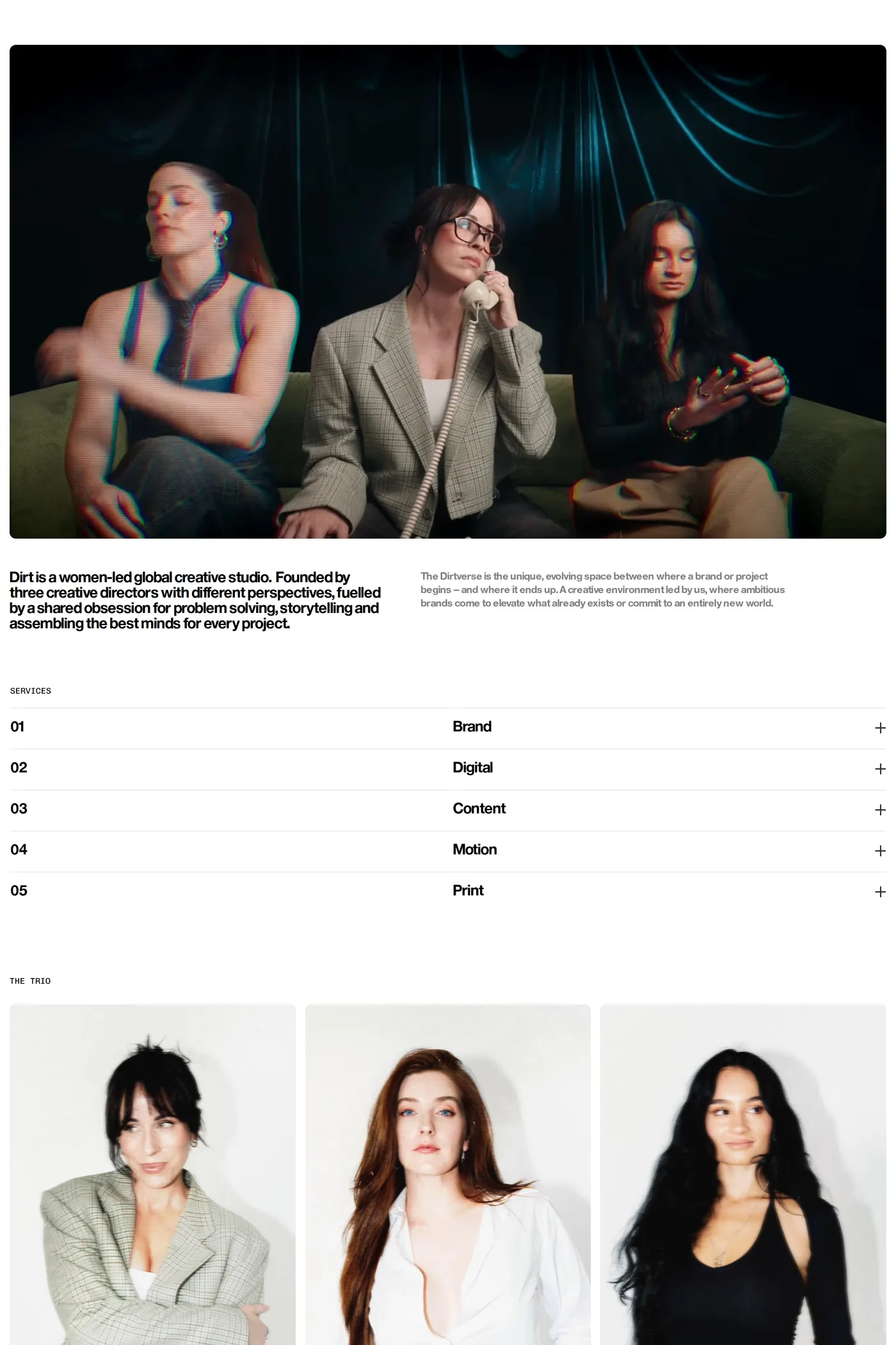 Dirt — screenshot of the about page