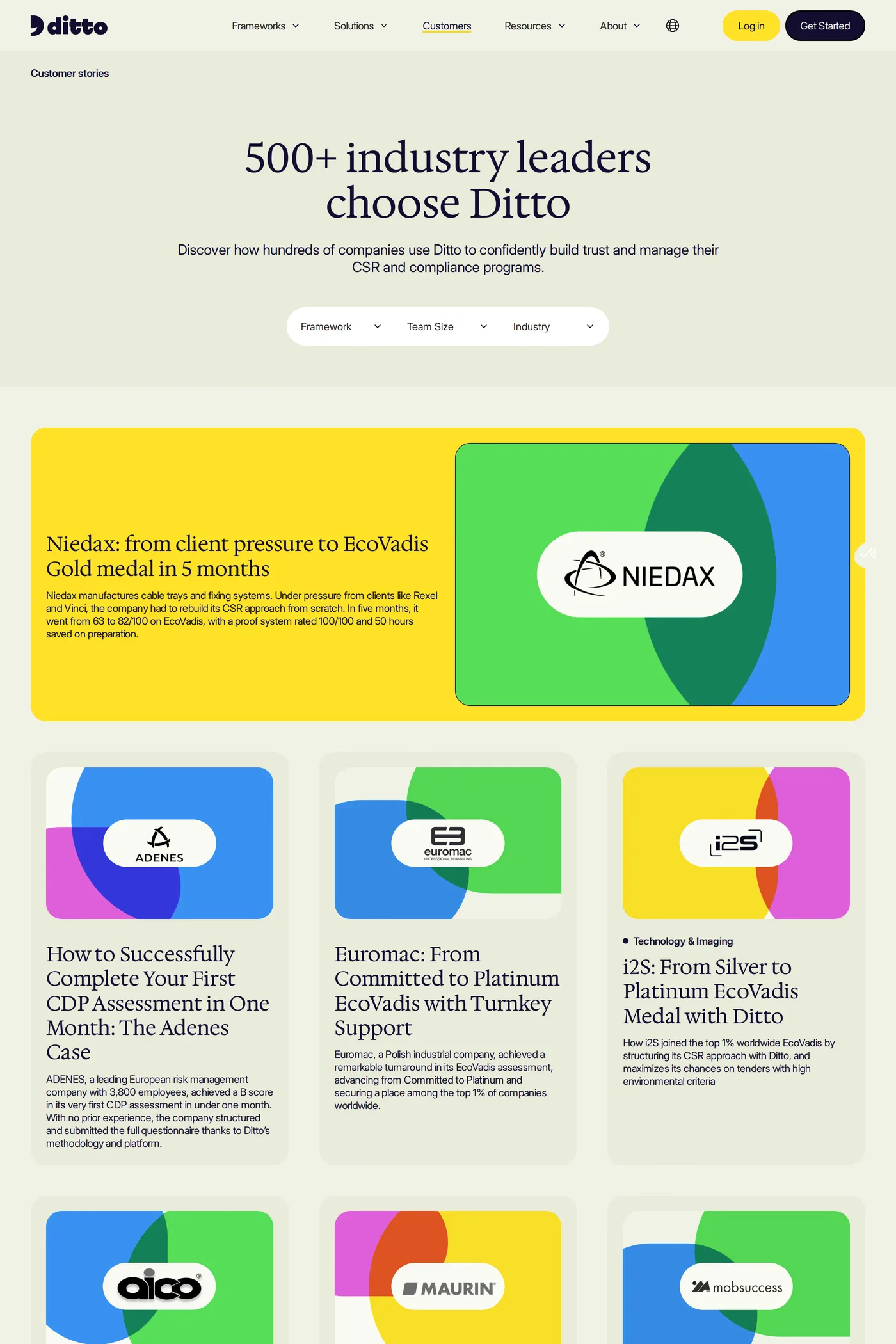 Ditto — screenshot of the case studies page