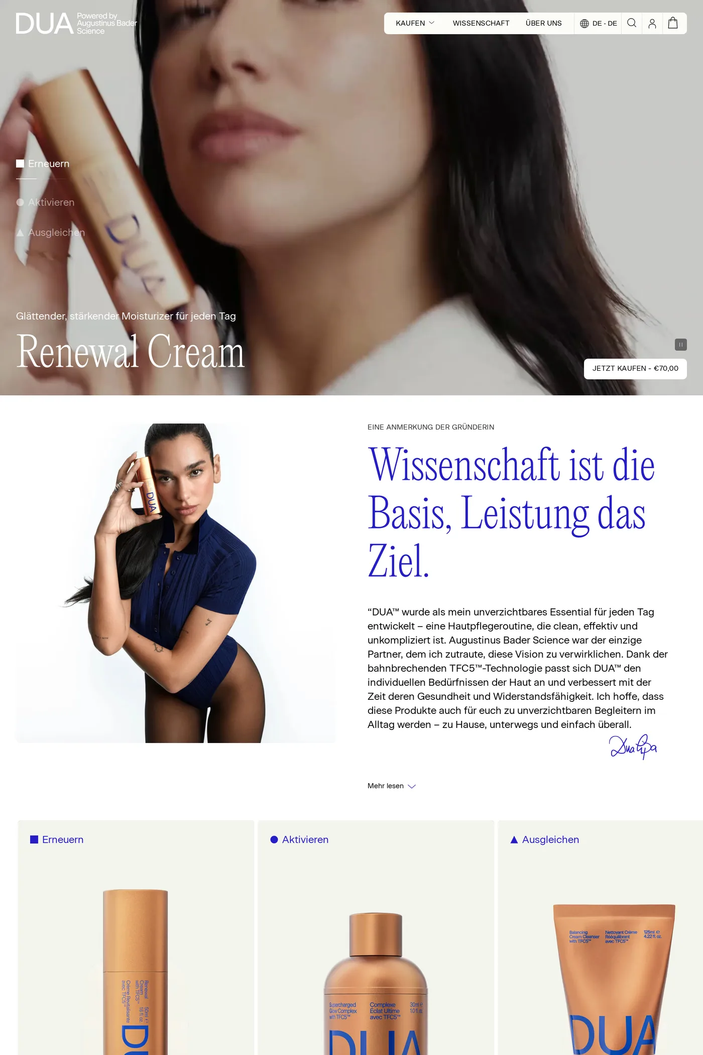 DUA™ — screenshot of the about page