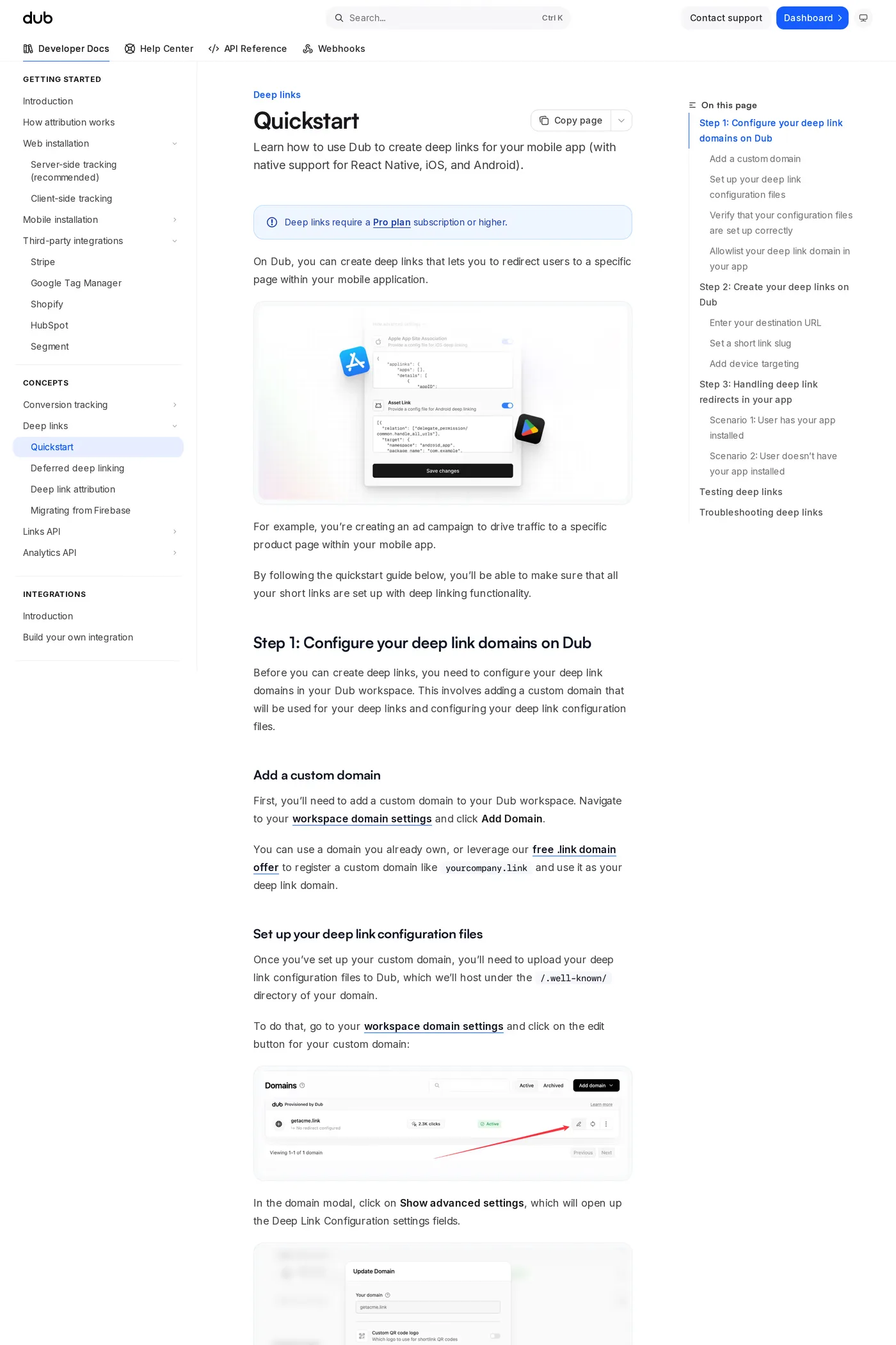 Dub — screenshot of the docs page
