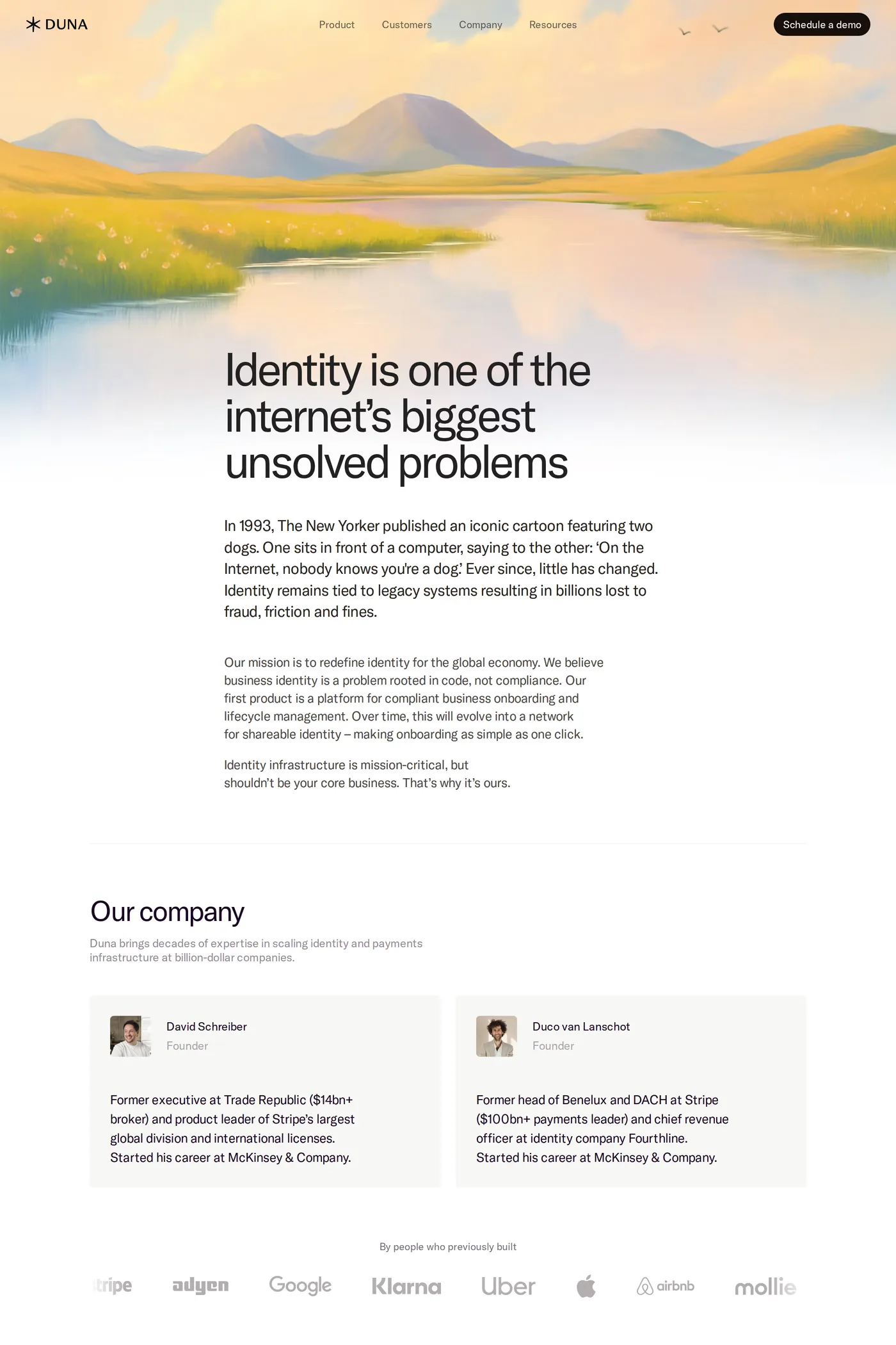 Duna — screenshot of the about page