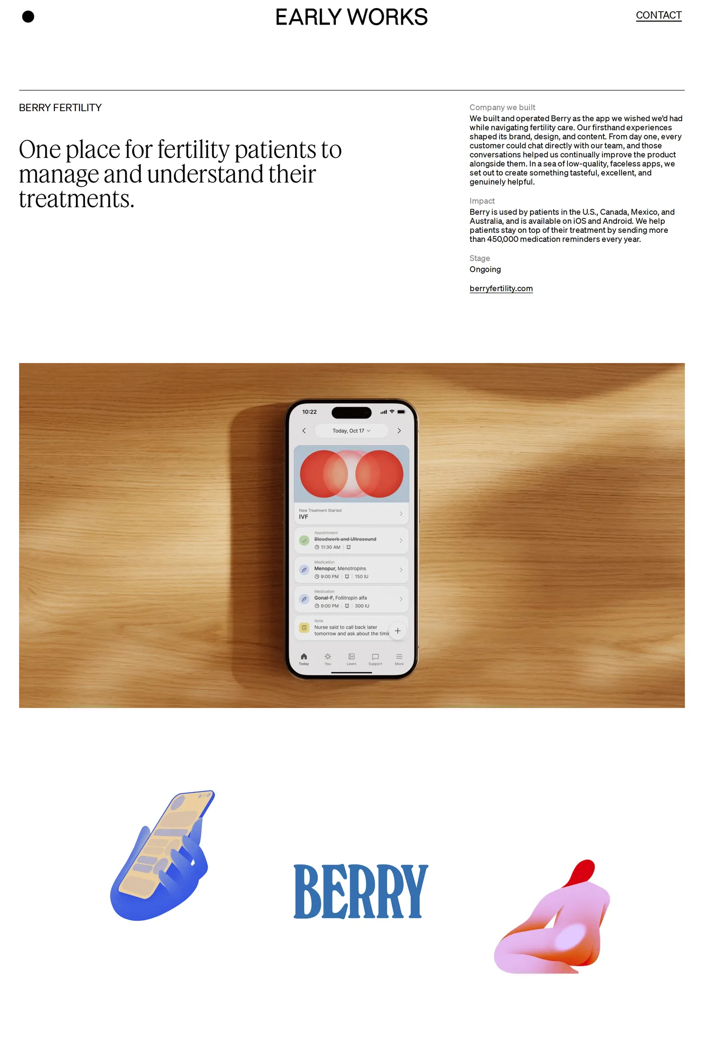 Early Works — screenshot of the work page