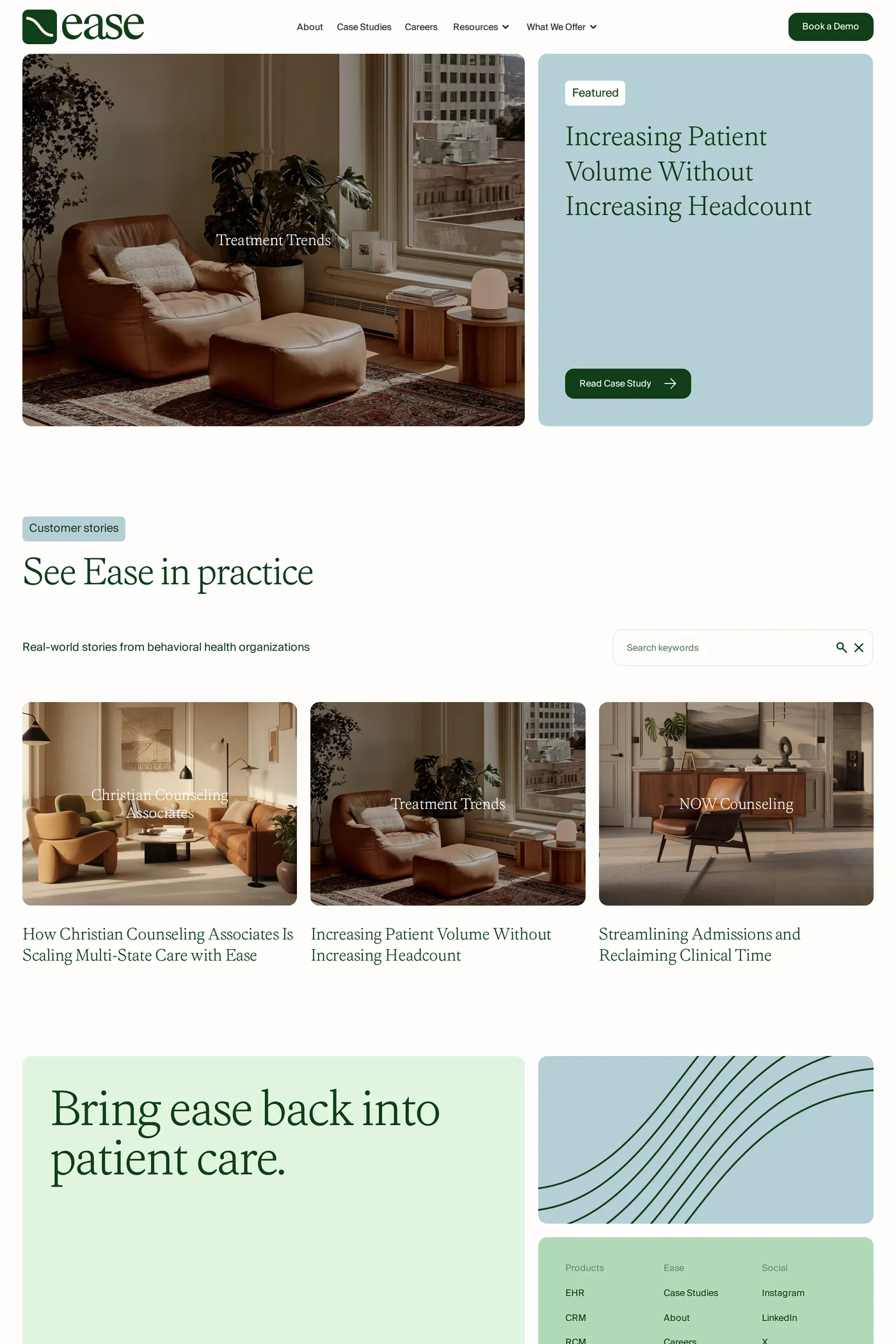 Ease Health — screenshot of the work page