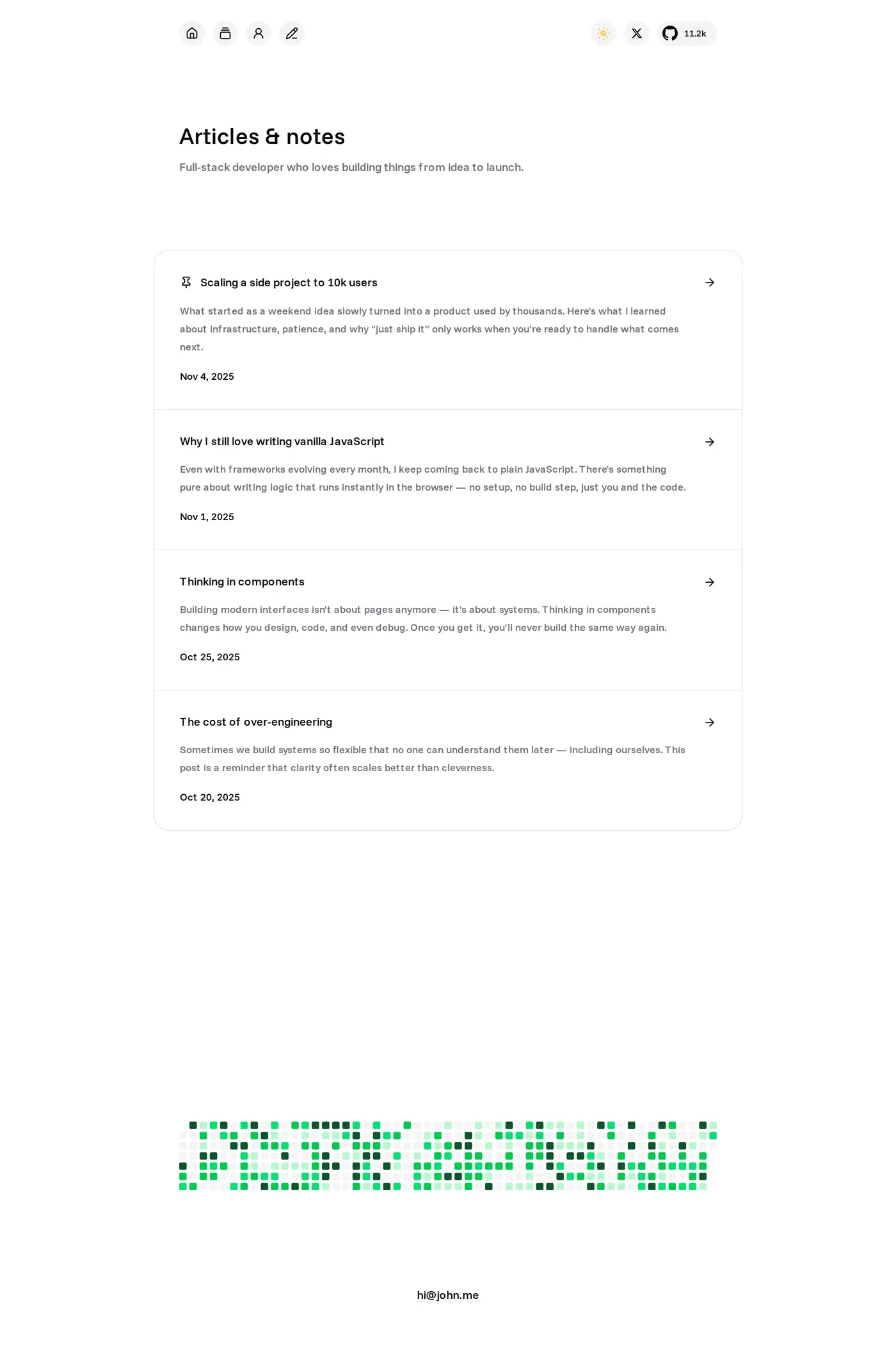 Echo — screenshot of the blog page