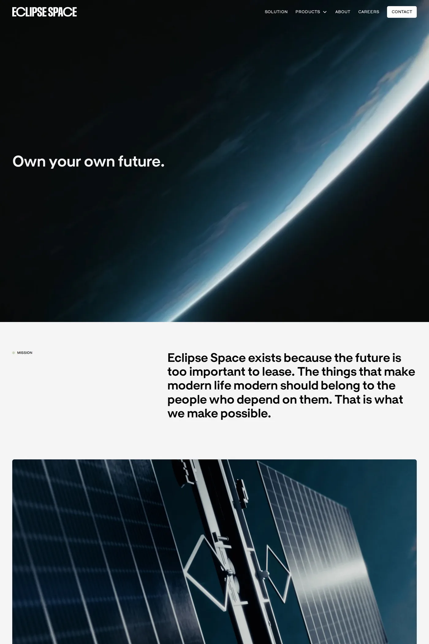 Eclipse Space — screenshot of the about page