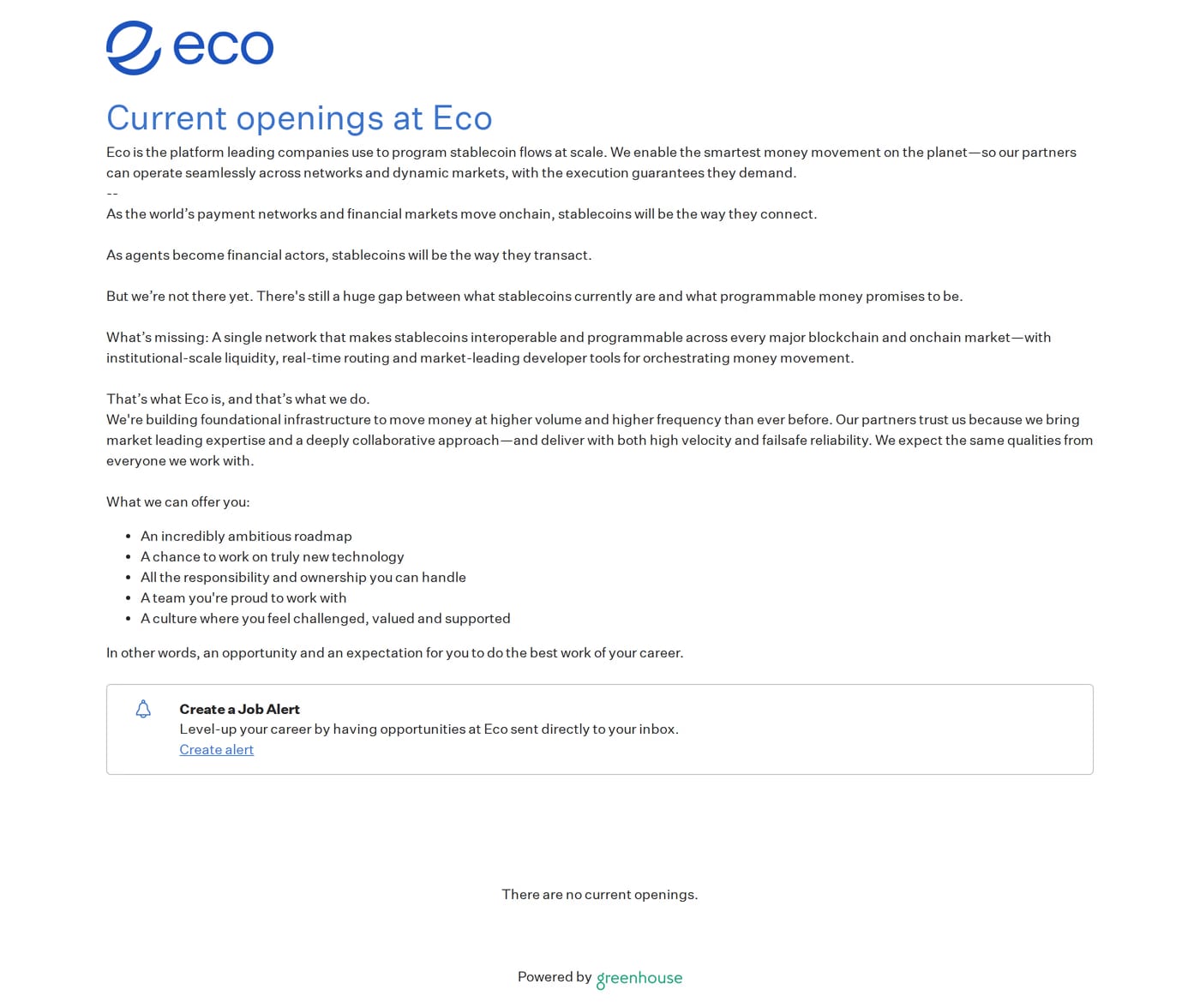 Eco careers page