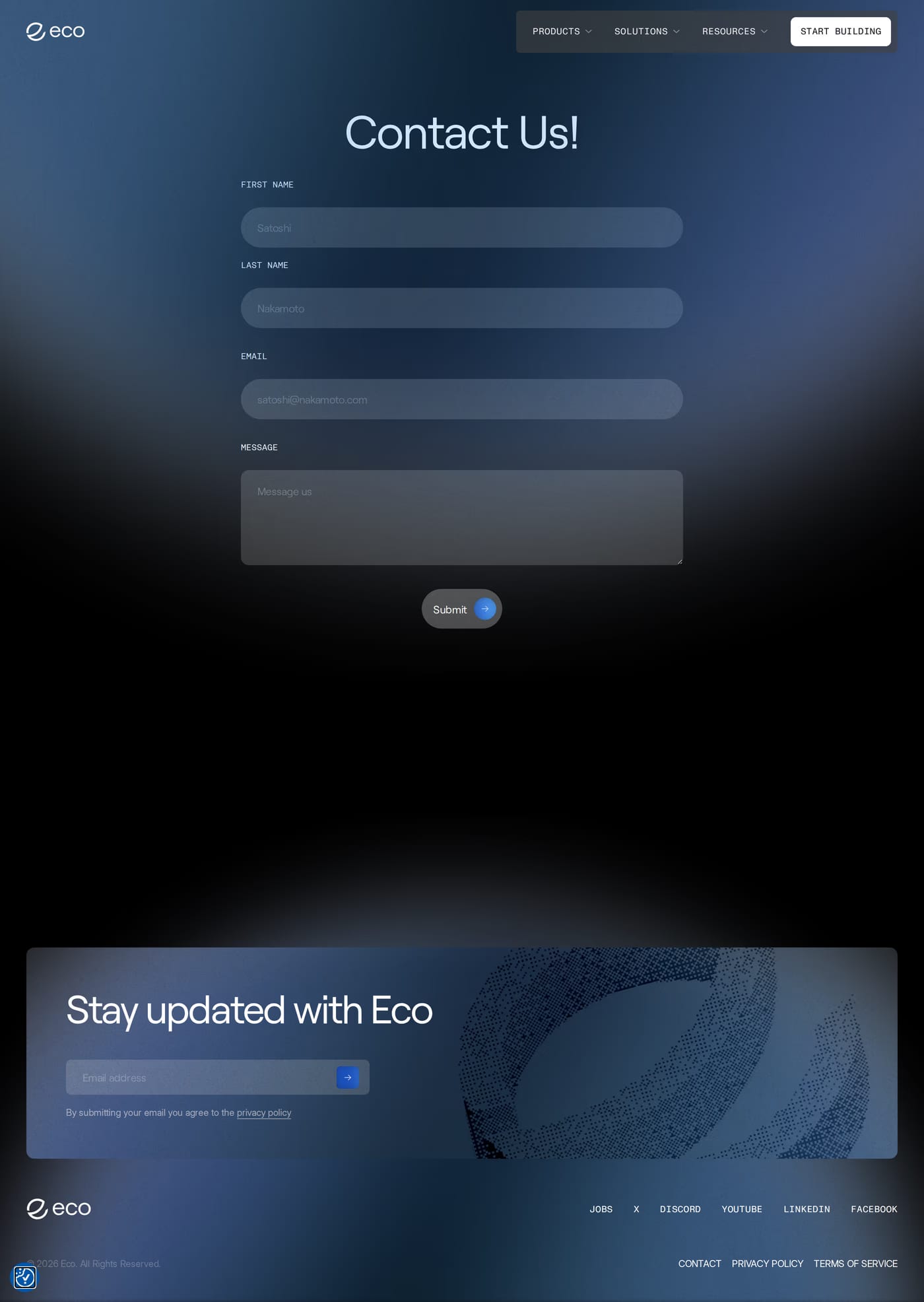Eco contact page