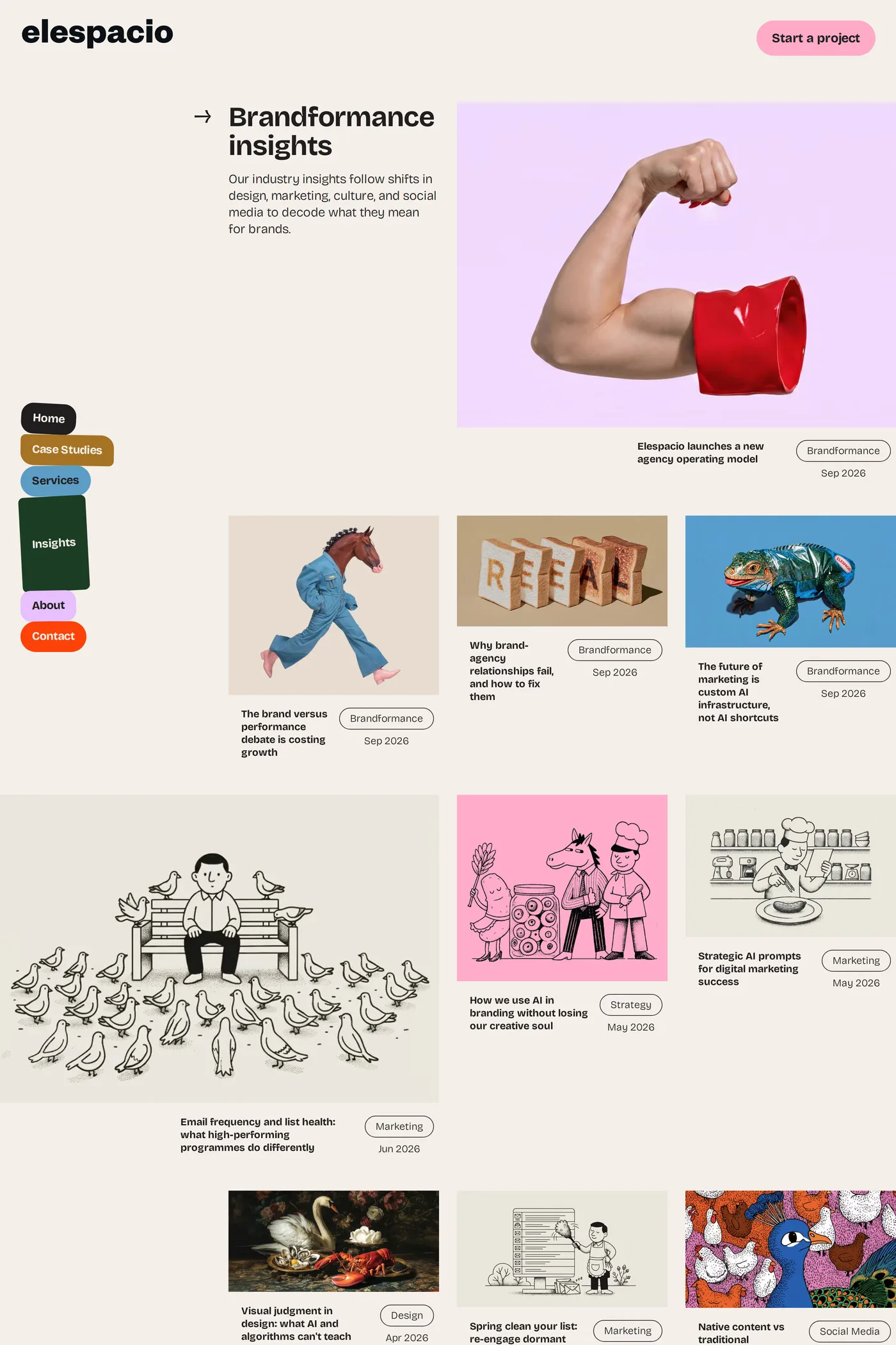 Elespacio — screenshot of the blog page