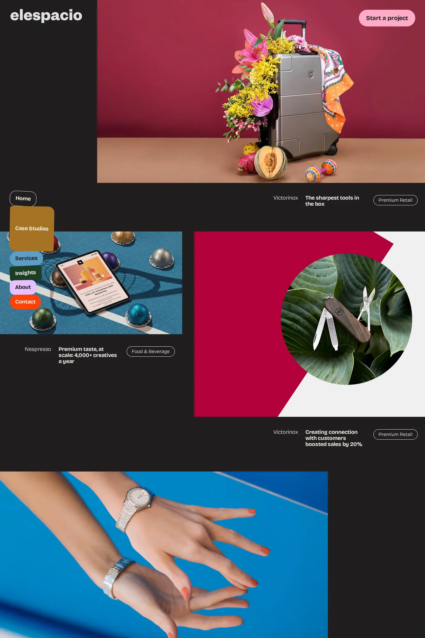 Elespacio — screenshot of the case studies page