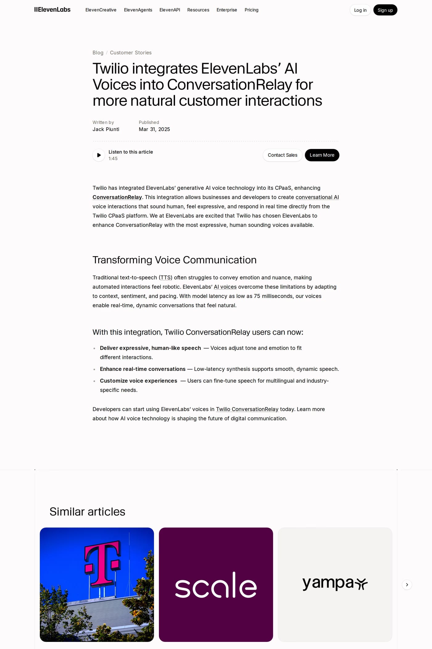 ElevenLabs blog page