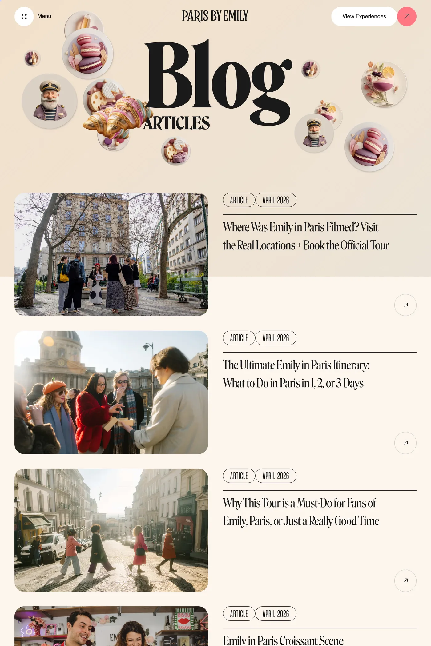 Emily in Paris — screenshot of the blog page