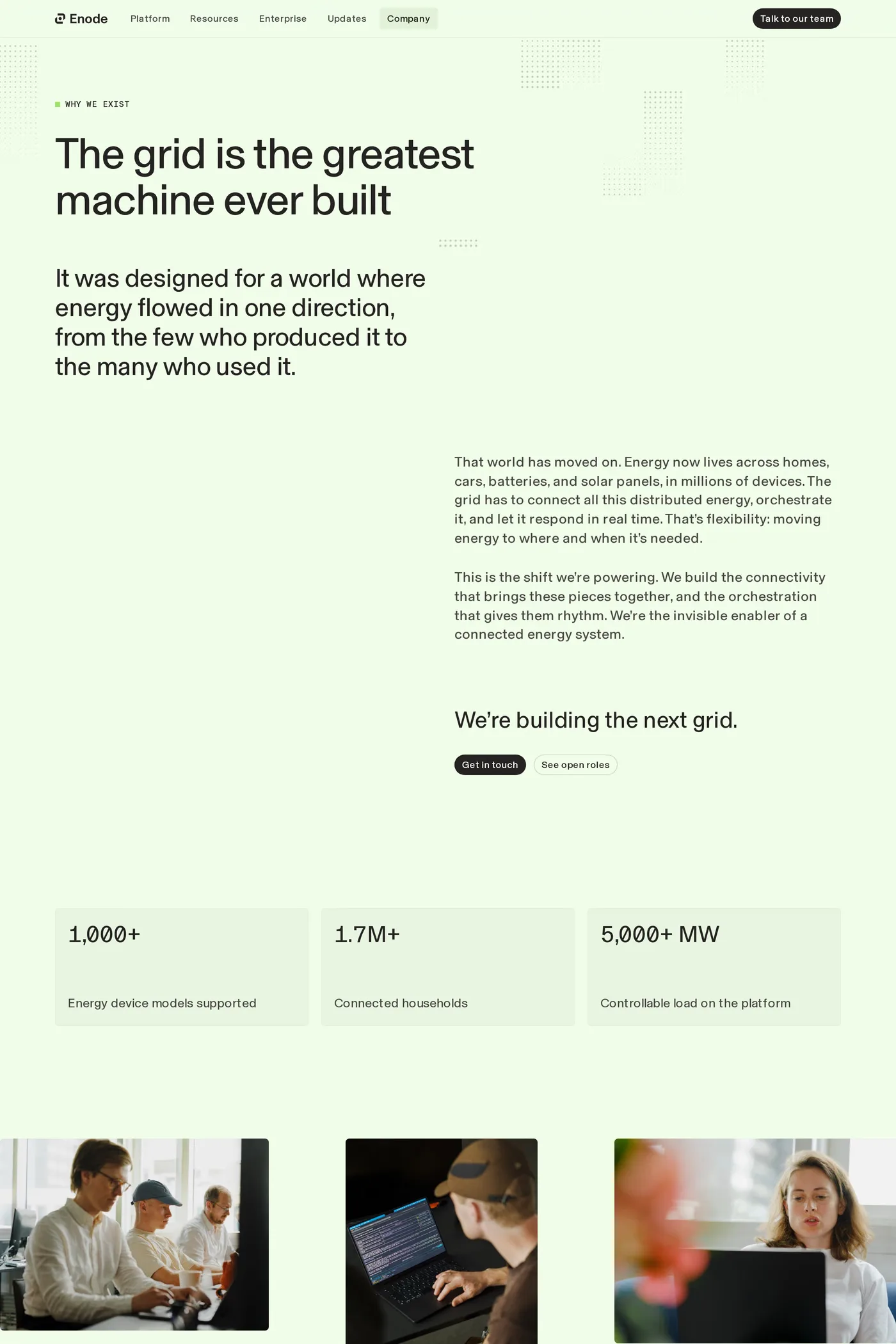 Enode — screenshot of the about page