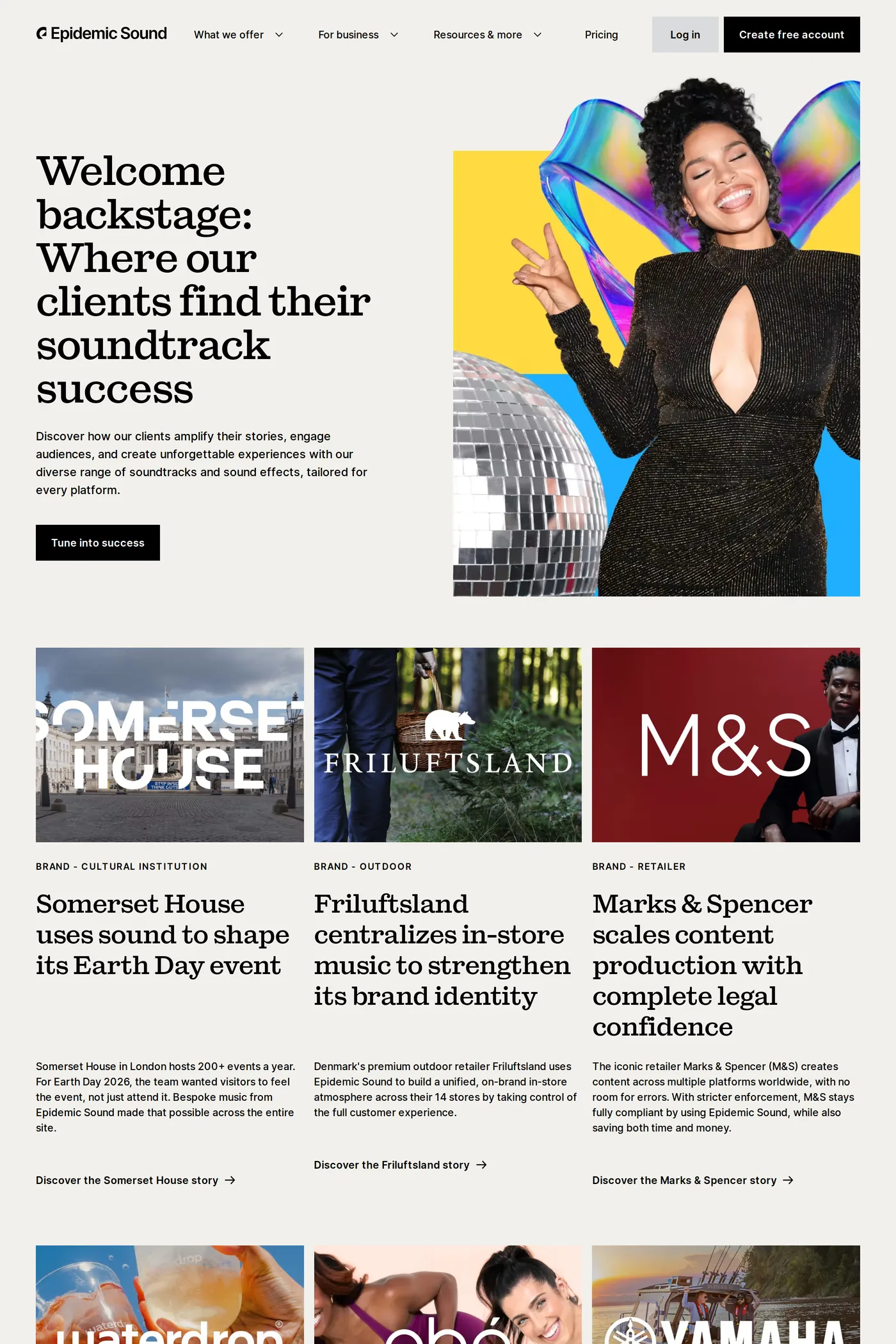 Epidemic Sound — screenshot of the case studies page