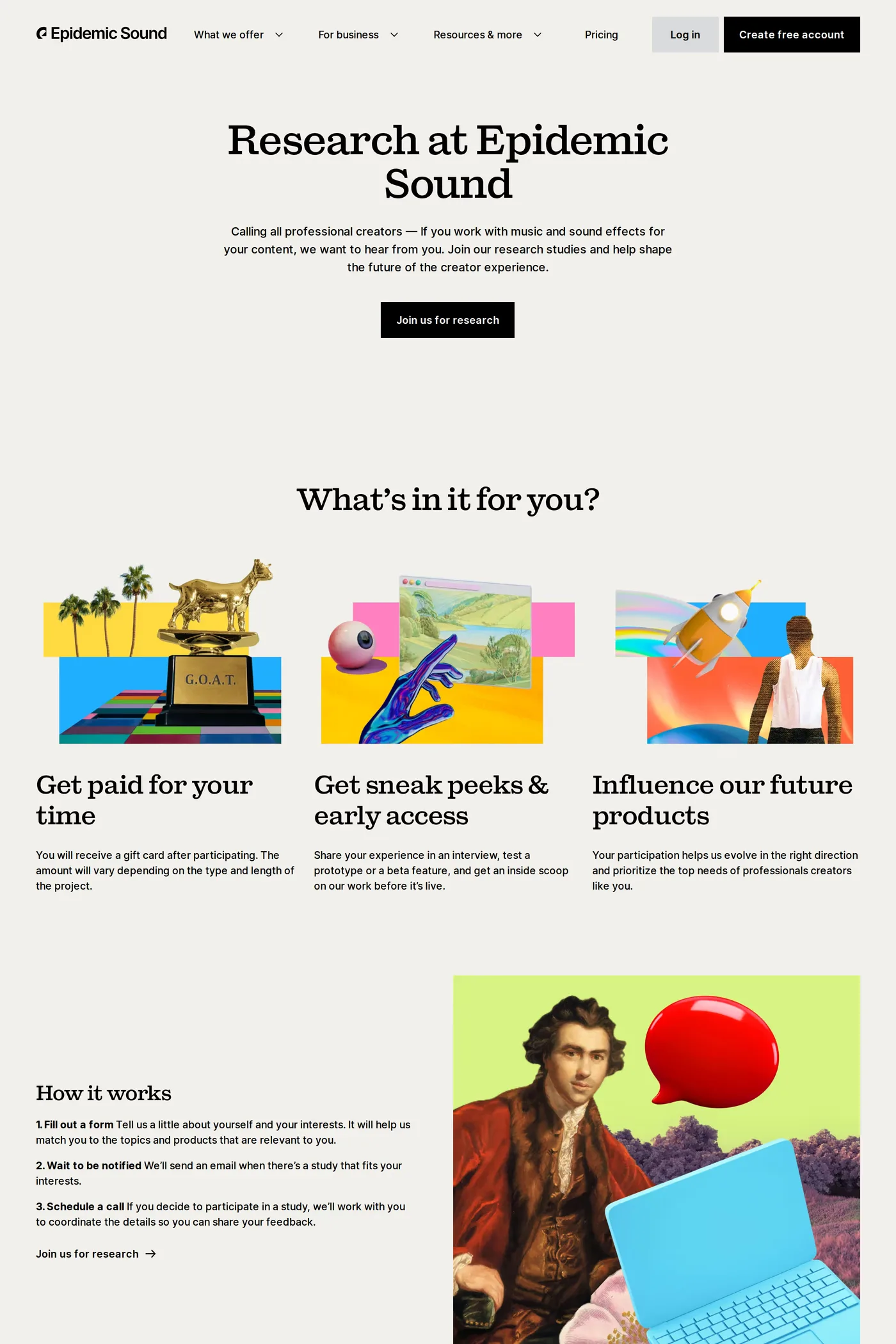 Epidemic Sound — screenshot of the about page