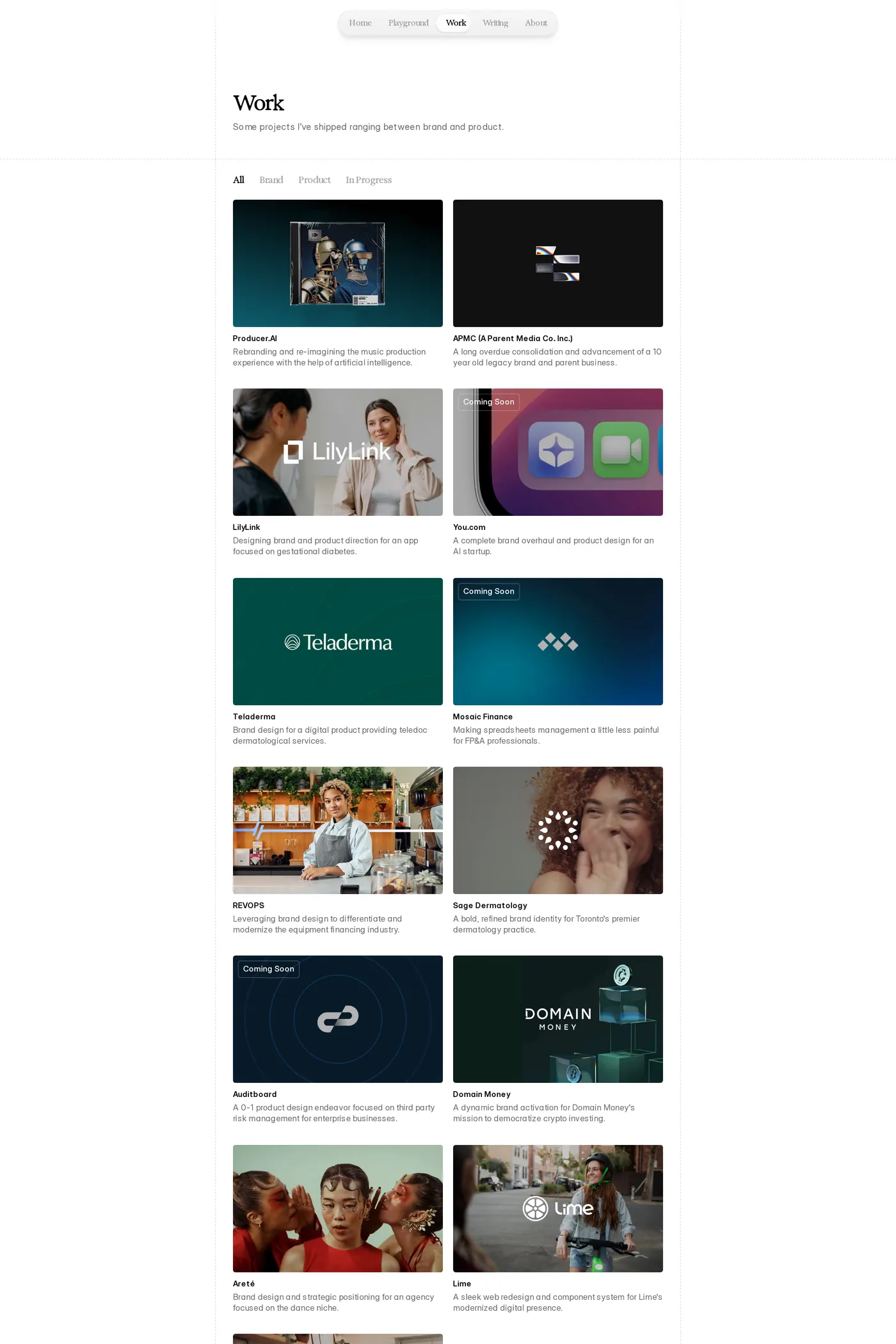 Eric Sin — screenshot of the work page