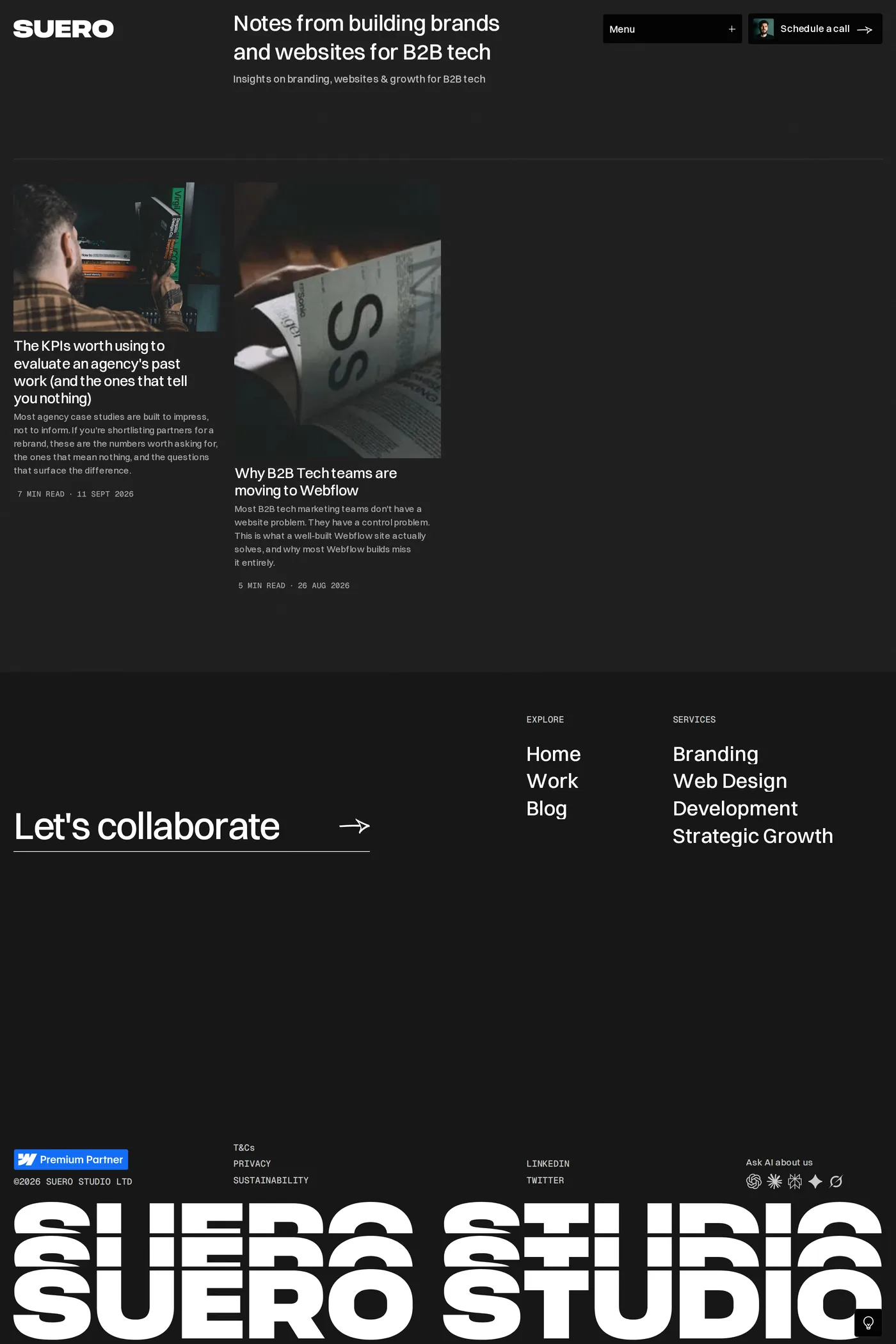 Ethan Suero — screenshot of the blog page